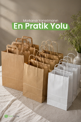 Kraft Çanta 31x12x41 ( 50 Adet ) ( Kağıt Poşet Çanta )