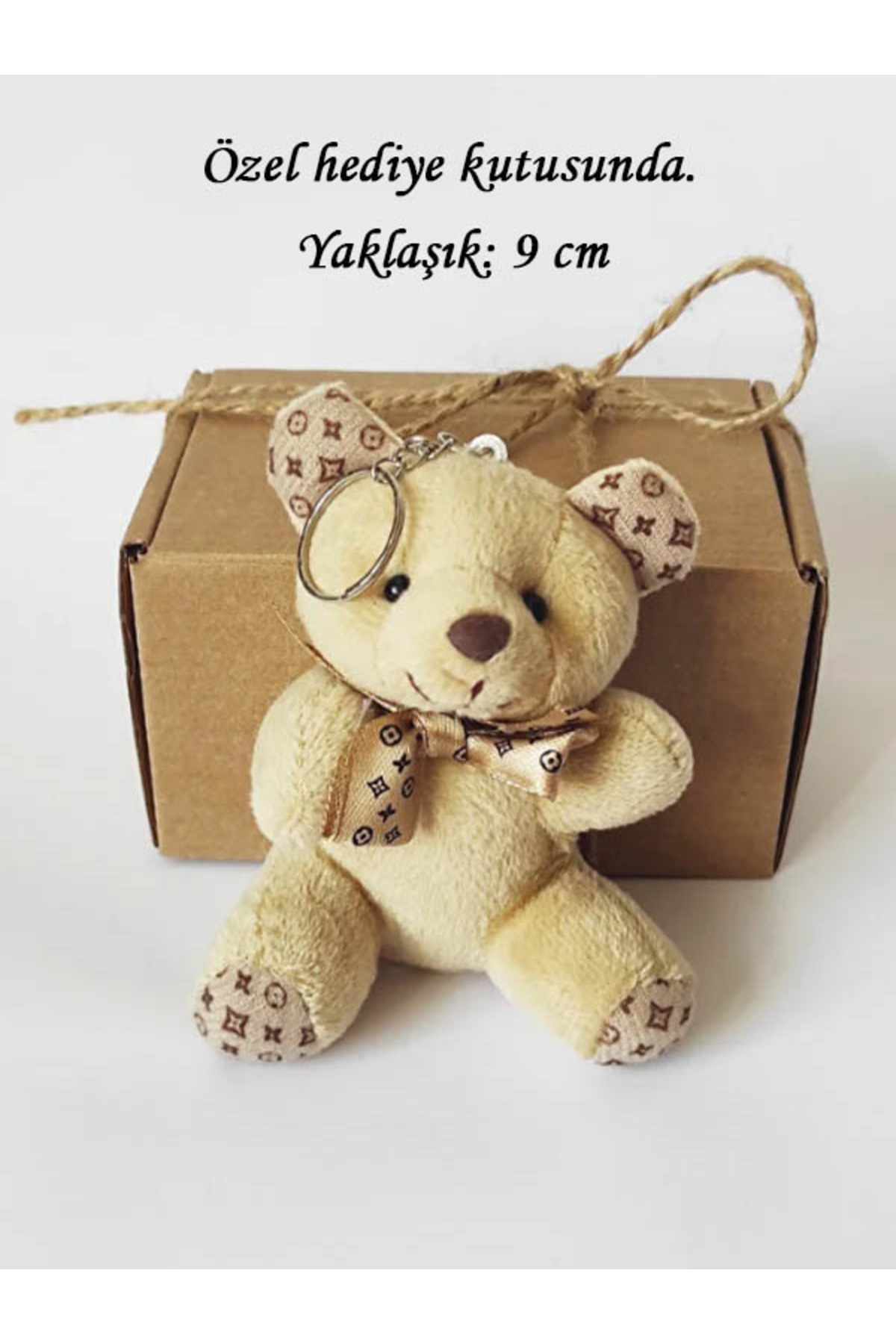 Coffee Plush Teddy Ribbon Teddy Bear Keychain with Kraft Box 9 Cm-Bag Ornament-Valentine's Day