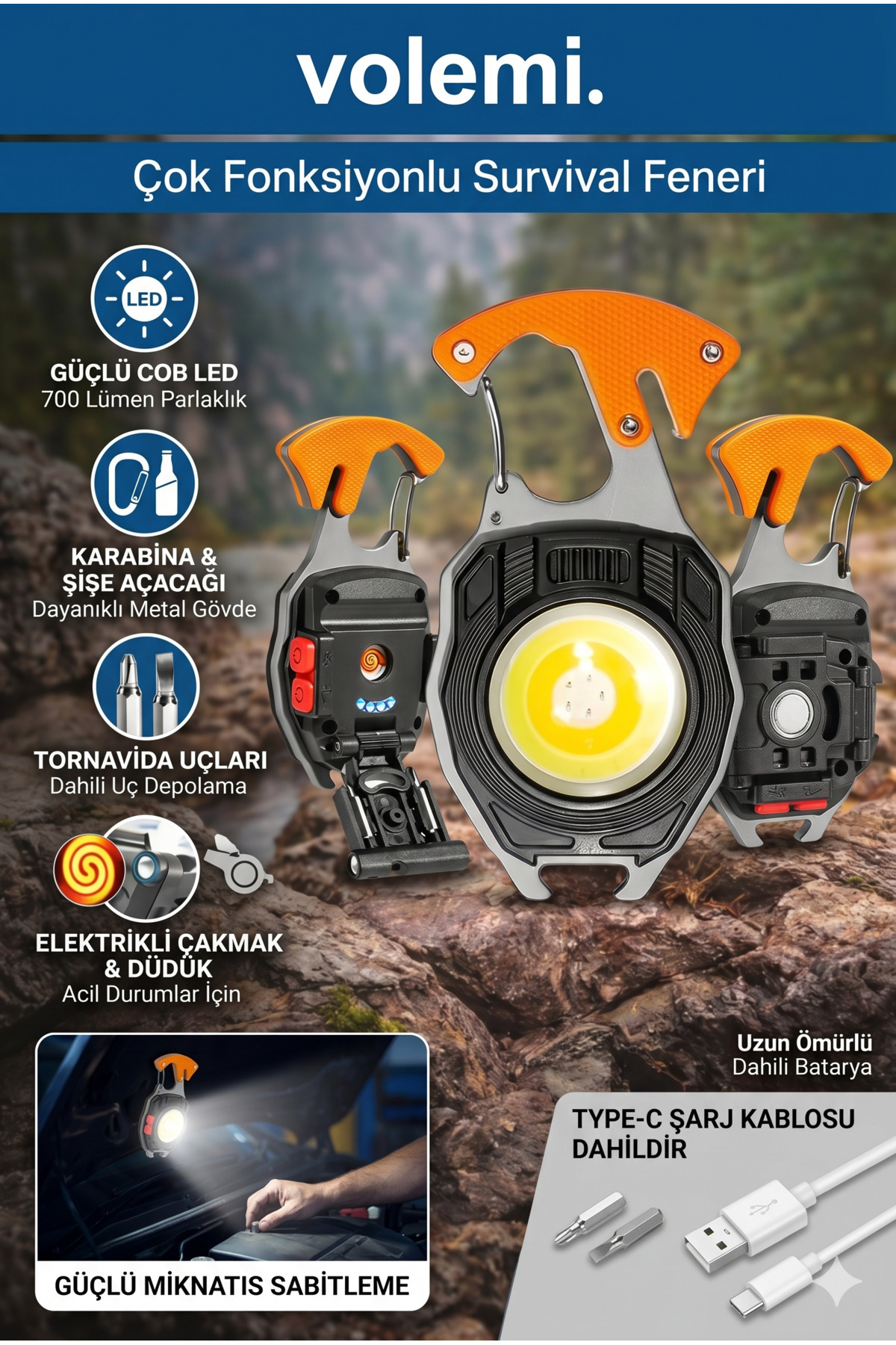 Robocop Pro Camping Lantern Multifunction Lantern Keychain Usb Cigarette Lighter Glass Crusher Belt Cutter