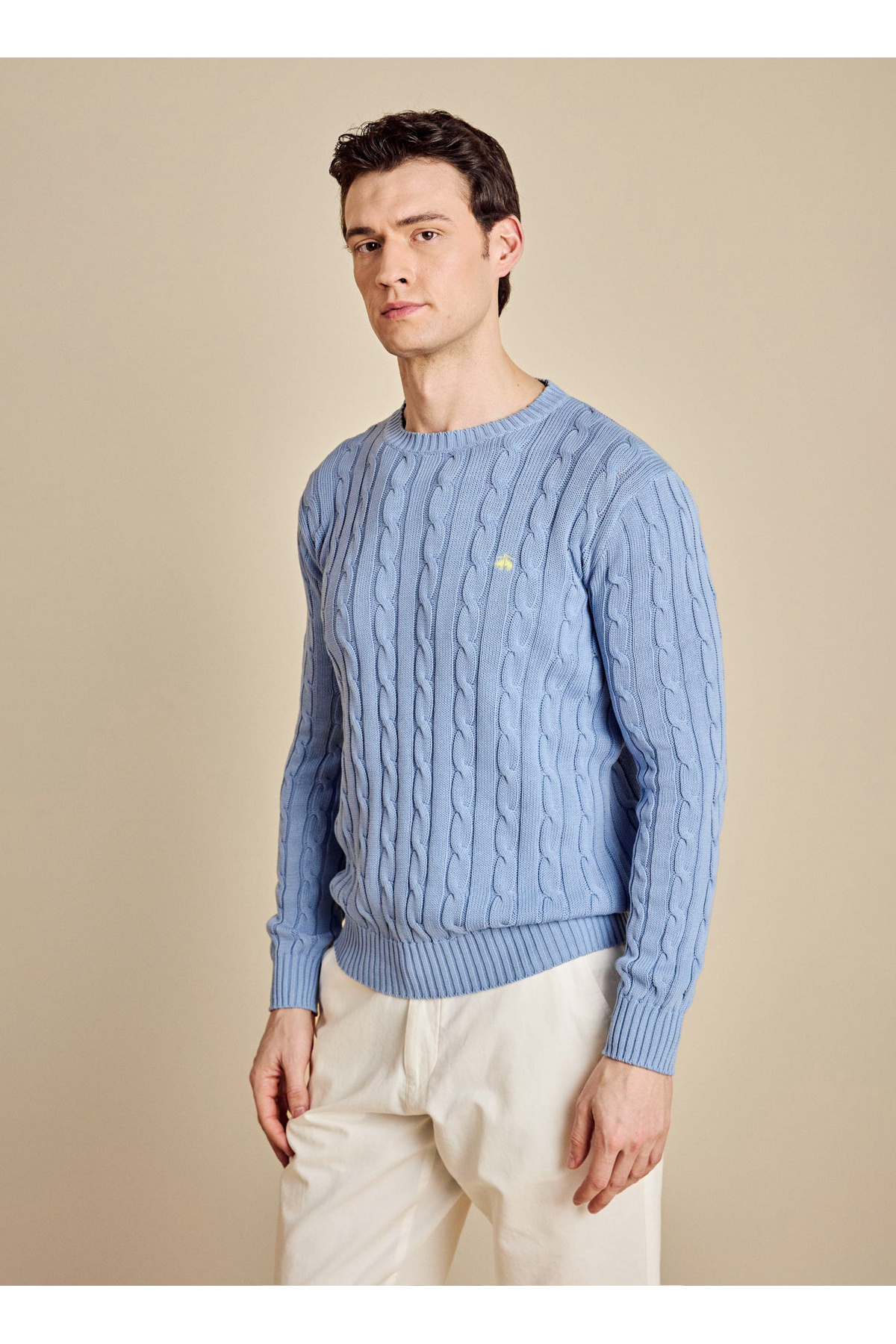 BROOKS BROTHERS Açık Mavi Erkek Bisiklet Standart Kazak