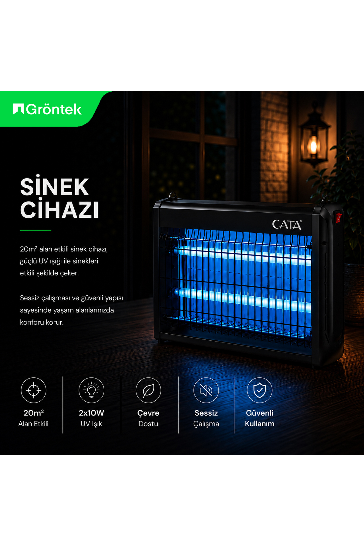 Cata Uv Işıklı Elektrikli Sinek Öldürücü Sessiz Ve Etkili Haşere