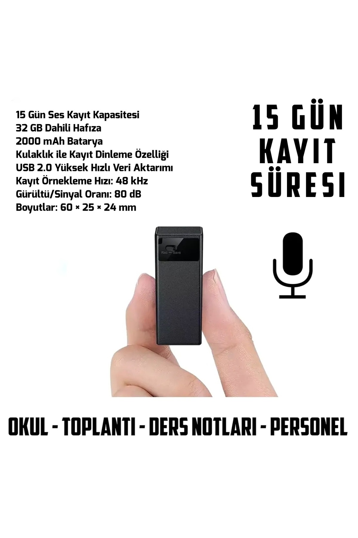 Nanocamcoders 1080P HD Mini Premium CCTV Tek Şarjla 20 Gün Ses Kayıt ( kamera değildir )