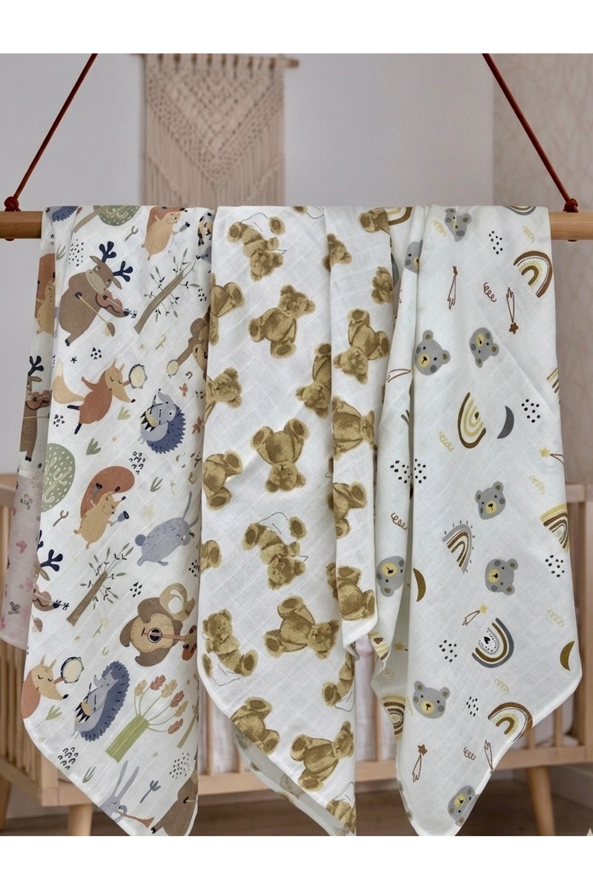 100% Cotton Muslin Blanket &Muslin Cover Set of 3
