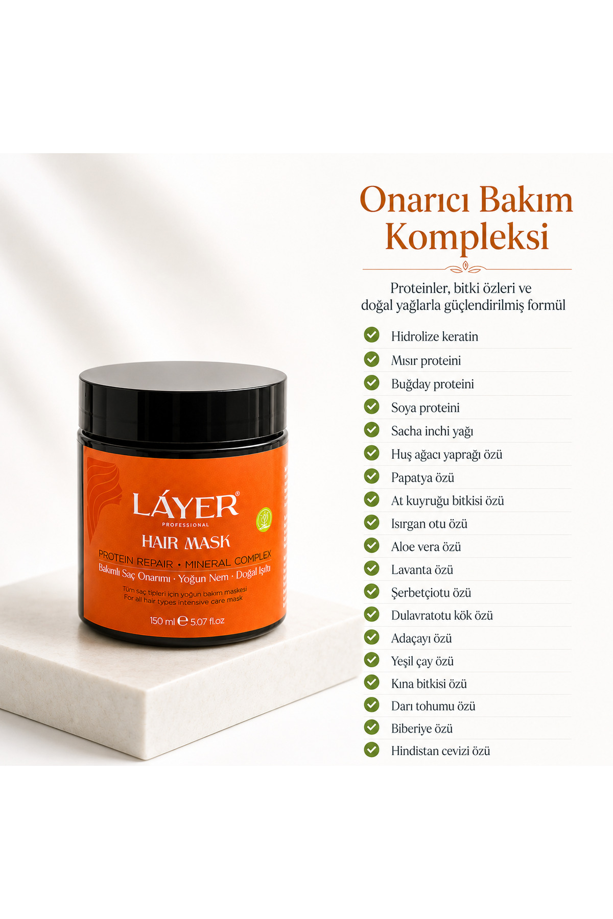 Hair mask - Onarıcı ve Besleyici Saç Maskesi – Kuru ve Yıpranmış Saçlar, 150 ml — 03 — تصویر 2 از 3
