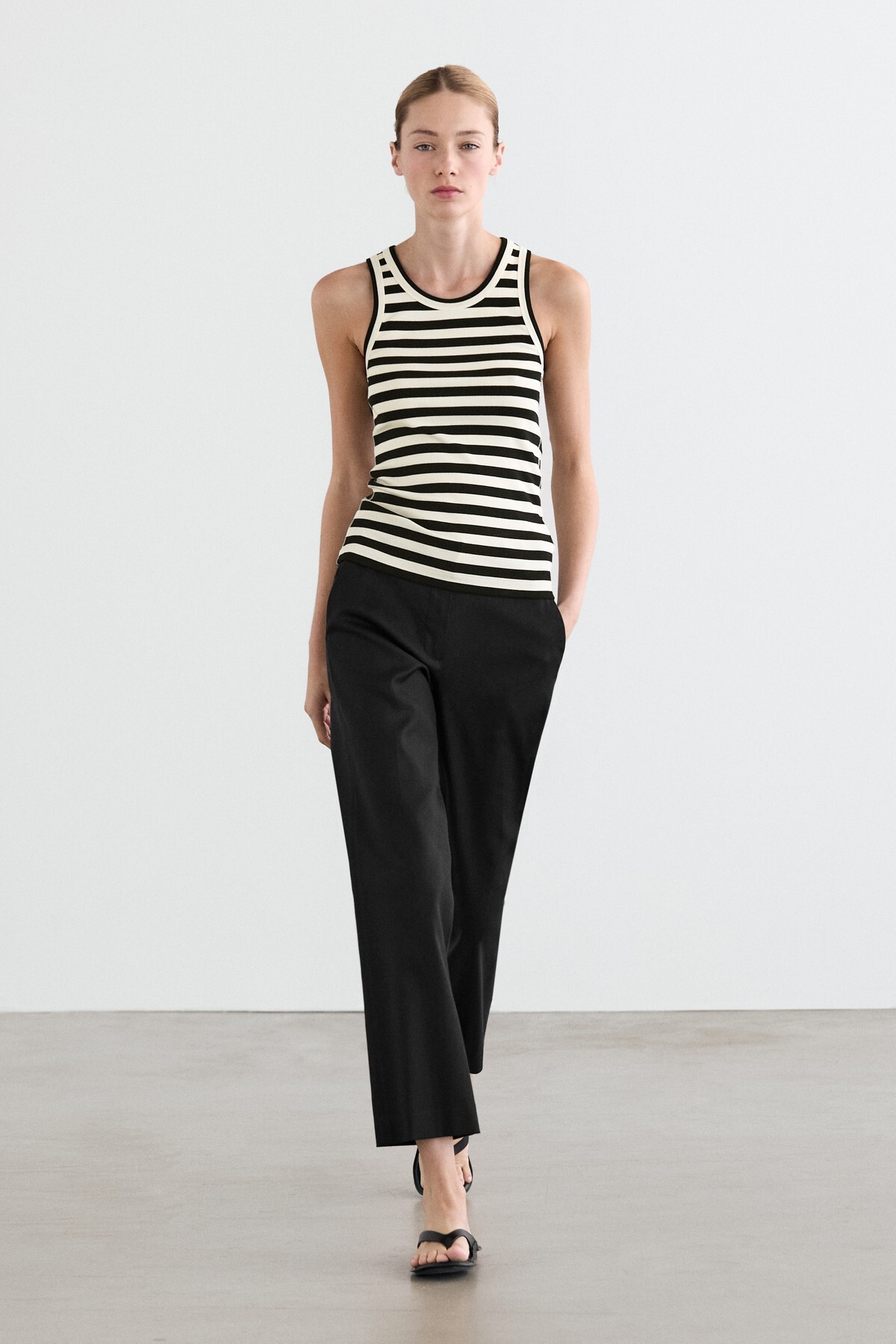Linen blend straight fit pants