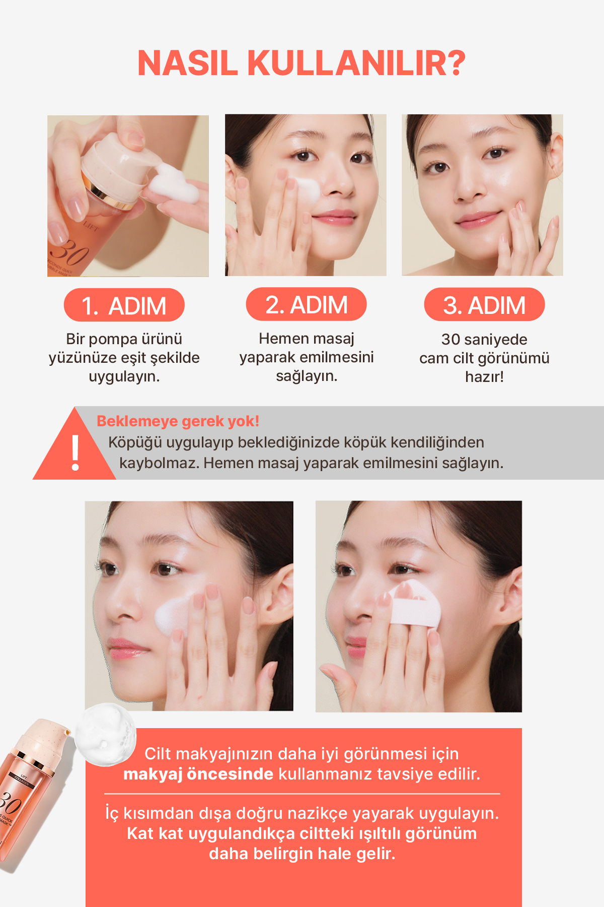 Aydınlık&Sıkı Görünüm Sunan Kolajen İçerikli Köpük Maske 30 Seconds Quick Bubble Mask (Lift) — 8809739130116 — تصویر 7 از 8