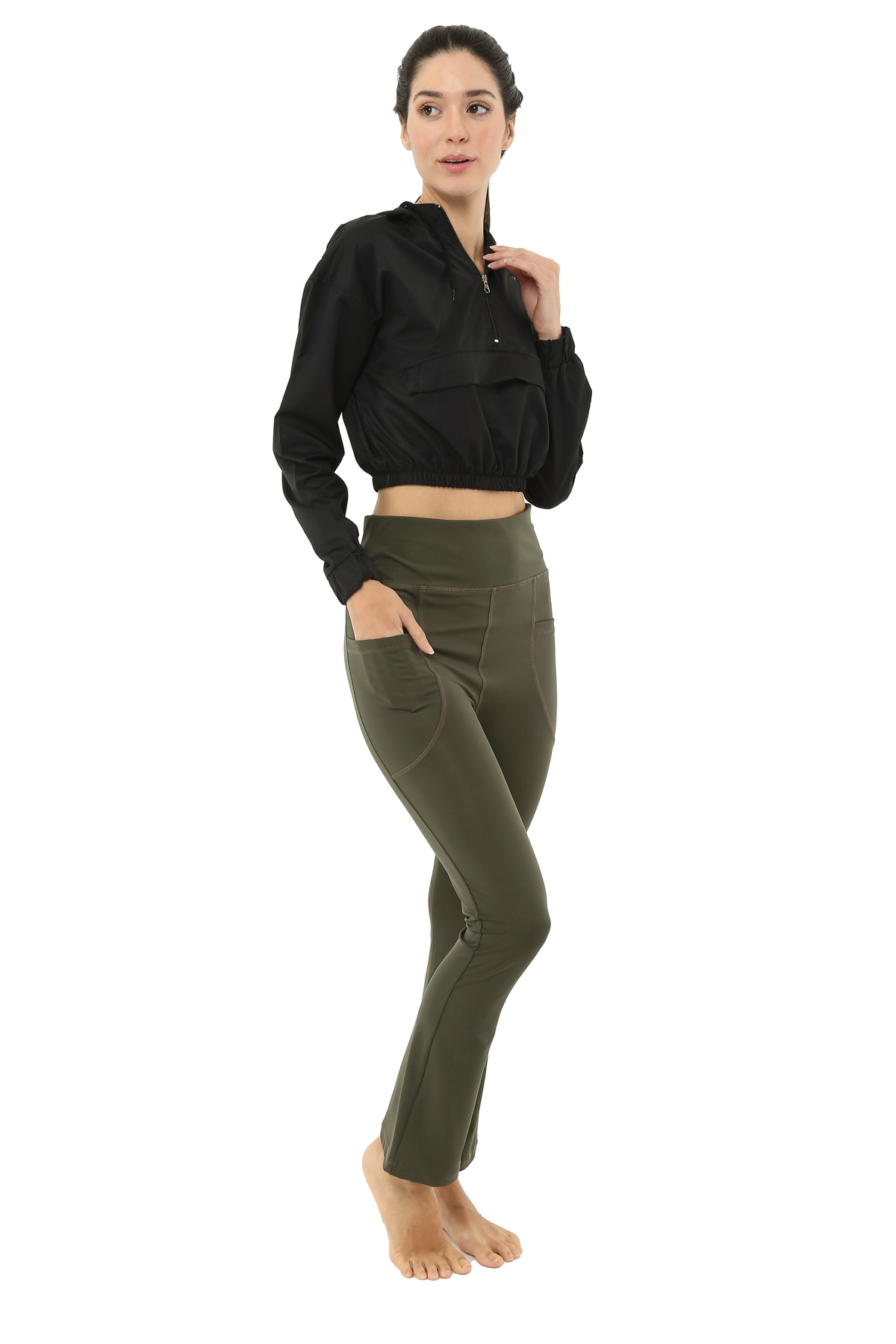 Scorp Alice Crop Kapüşonlu Kadın Sweatshirt Siyah görsel 3