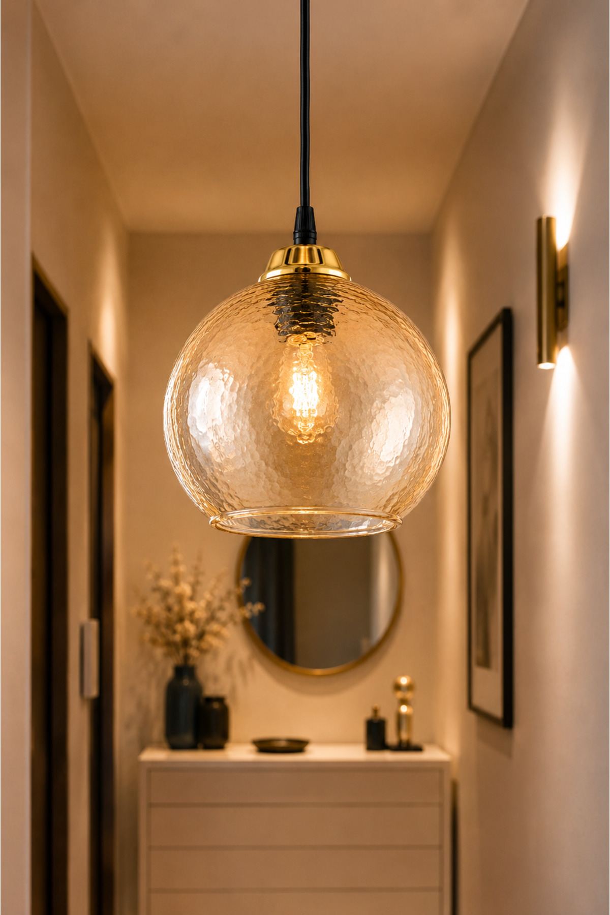 Nisa Luce Cracking Glass Pendant - Honey • • Single Pendant Modern Design Kitchen Hallway Chandelier Chandelier Models Modern Luxury Chandelier Decorative Living Room Chandelier Kitchen Chandelier Glass Chandelier Lamp