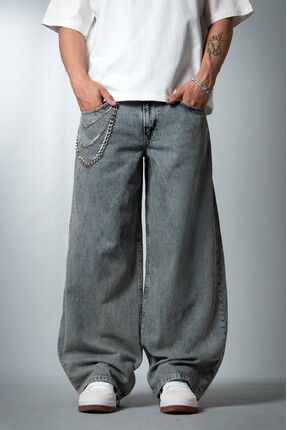 Super Rare Wide Leg Super Baggy Jean Erkek Pantolon US3967MV