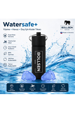 BOLLSEN Watersafe+ Yüzme Kulak Tıkacı Su Geçirmez Silikon Duş Banyo Deniz Hav...