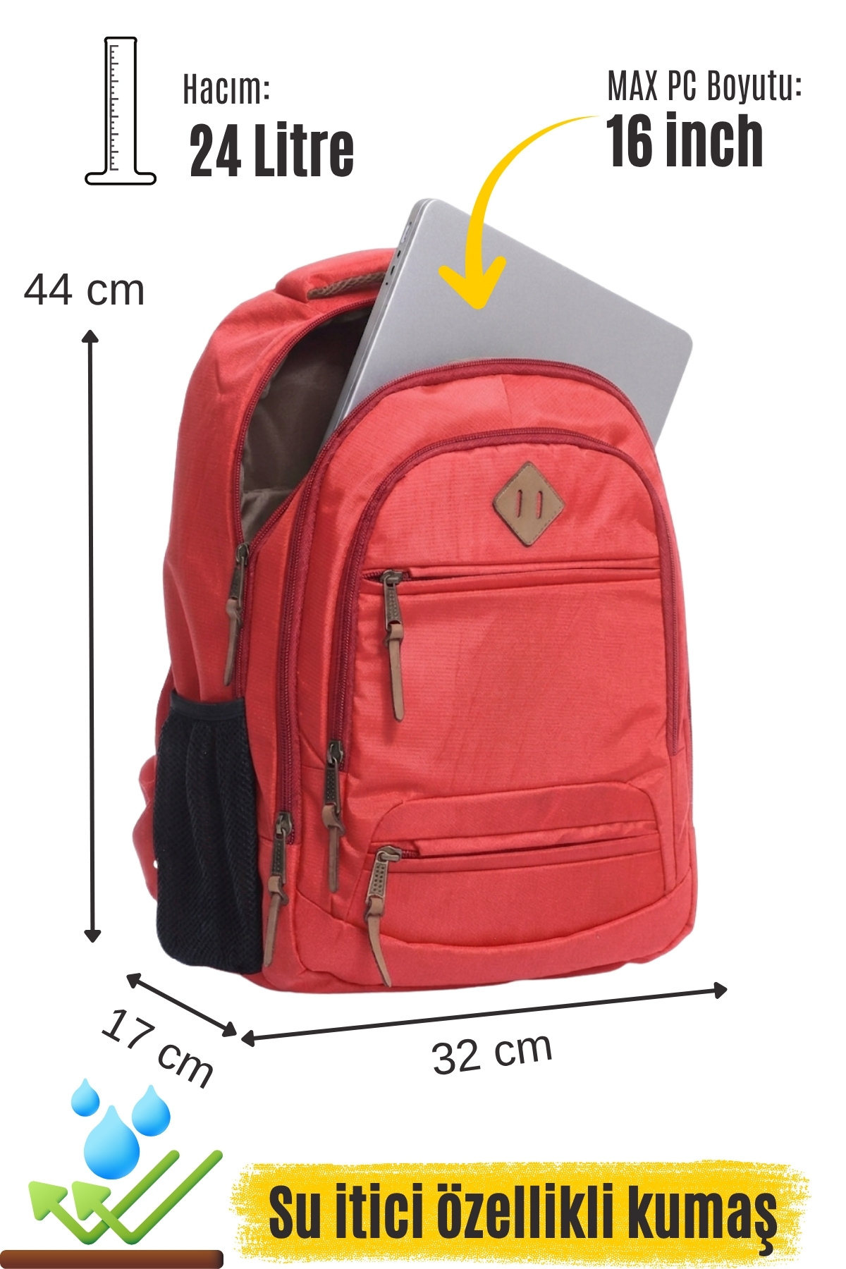 byhakan Unisex Günlük Okul Seyahat Sırt Çantası Gk19 Somon görsel 7
