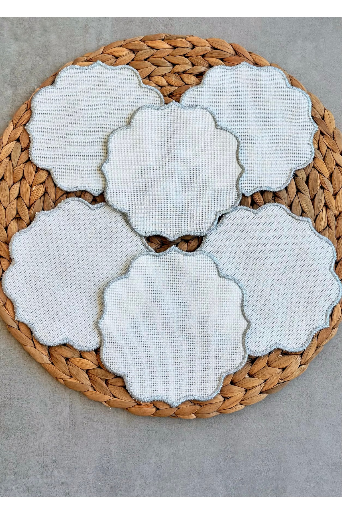 Presentation Napkin, Cocktail Napkin Coffee Side Presentation Embroidered Coffee Side 6 Pieces Fabric