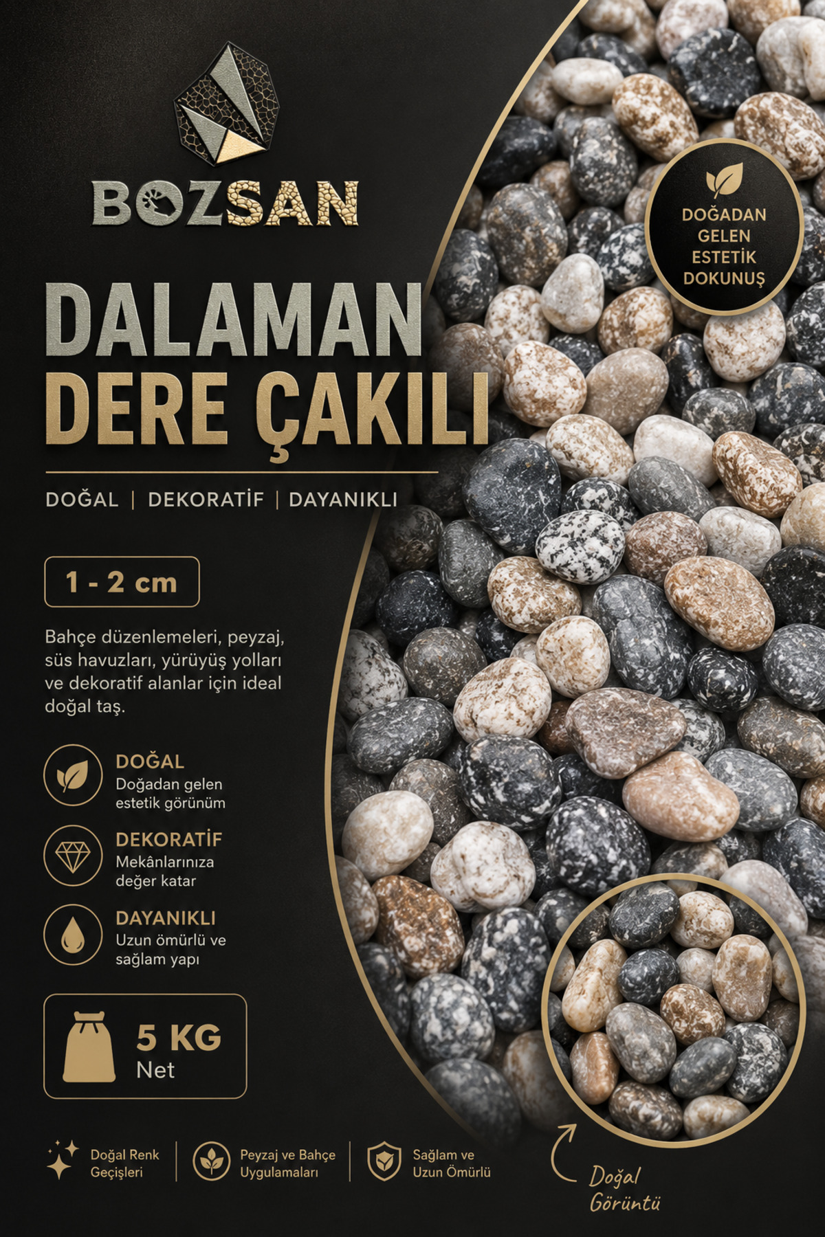Natural Dalaman Stream Gravel Stone 5 Kg 1-2 Cm Stream Pebble Garden Landscape Flower Pot Terrarium Aquarium Stone