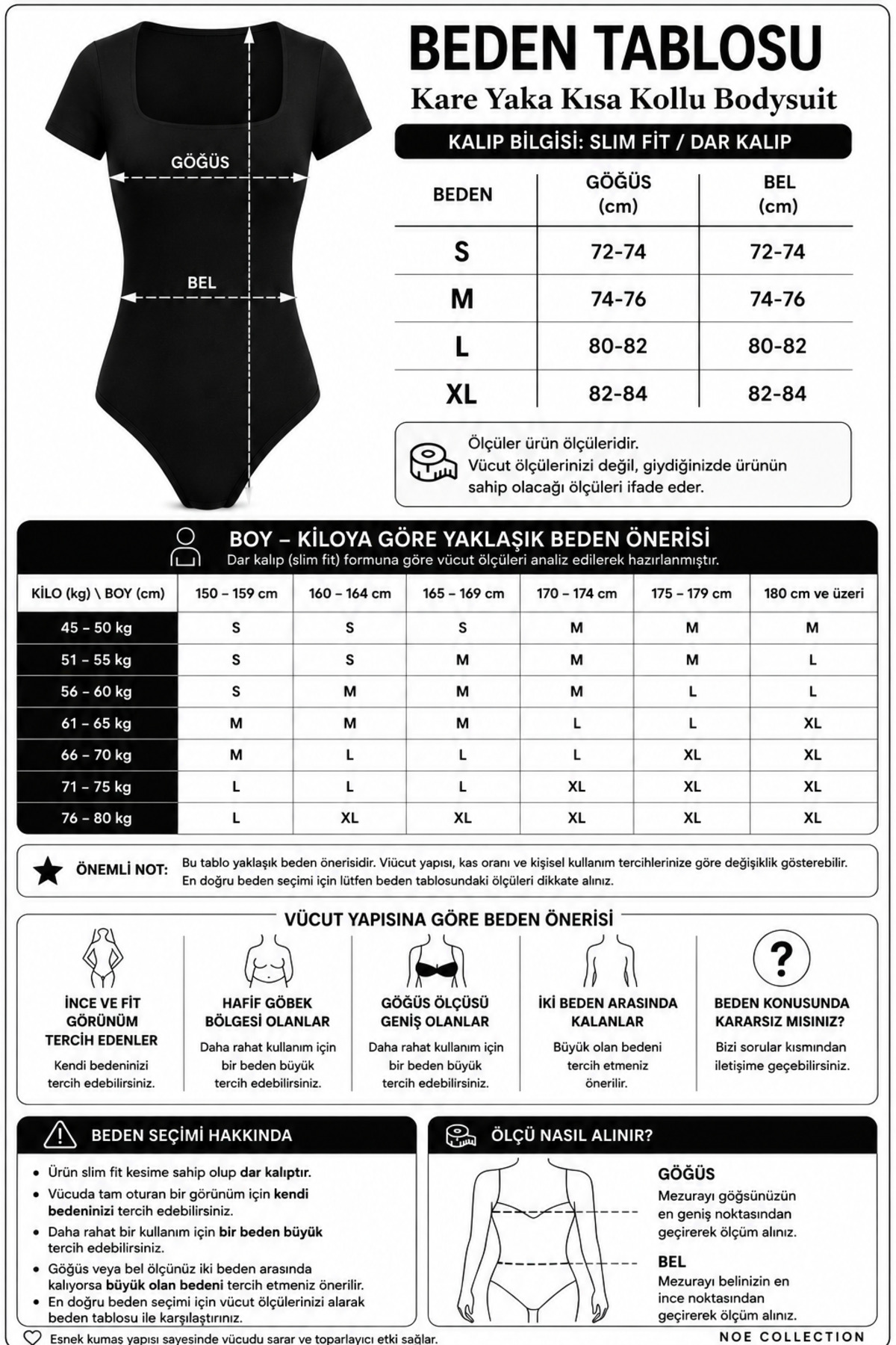 Kadın Kare Yaka Kısa Kollu Çıtçıtlı Body Slim Fit Dar Kalıp Likralı Bodysuit - Siyah 6