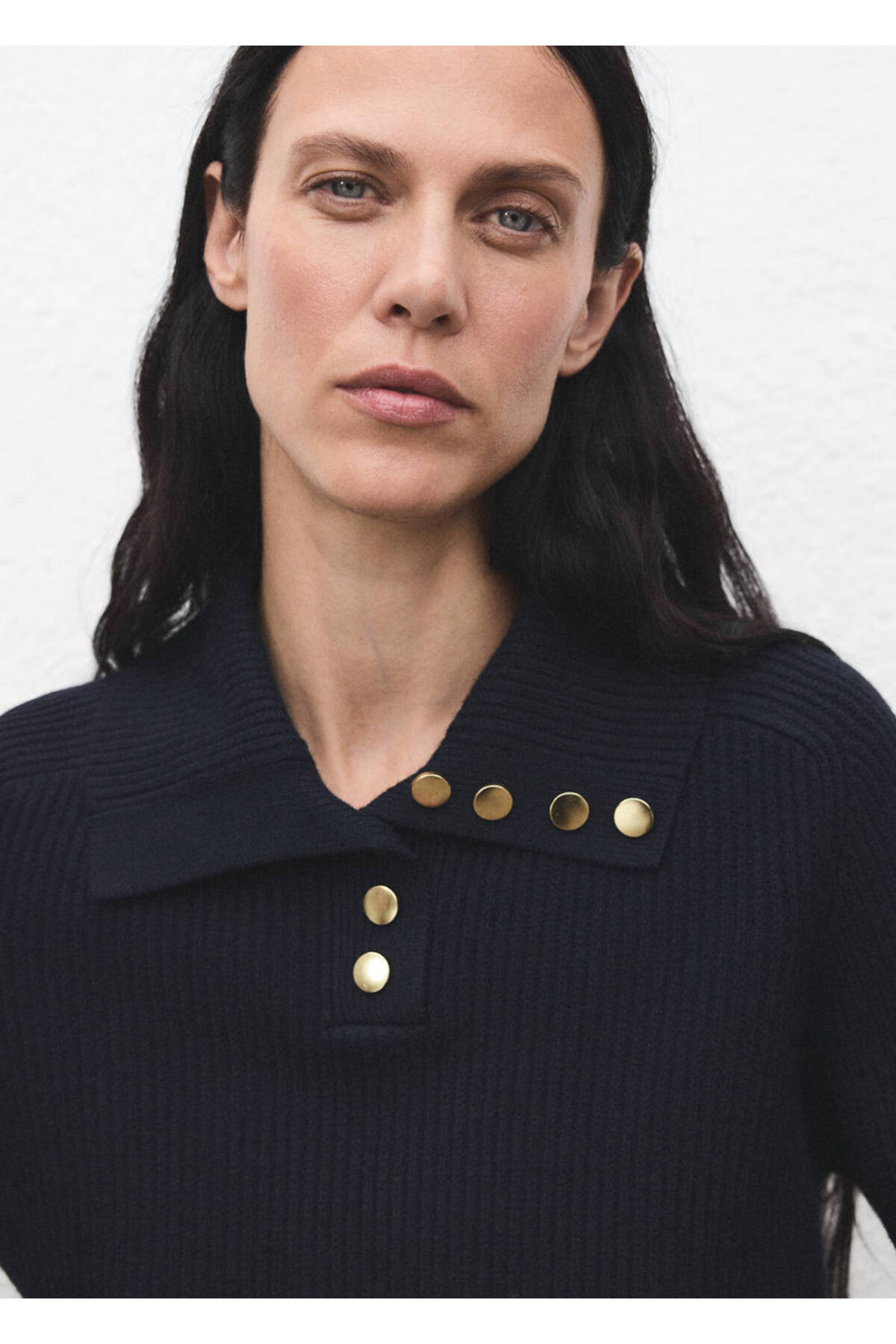 MANGO Woman Polo yaka düğmeli ribana kazak görsel 6