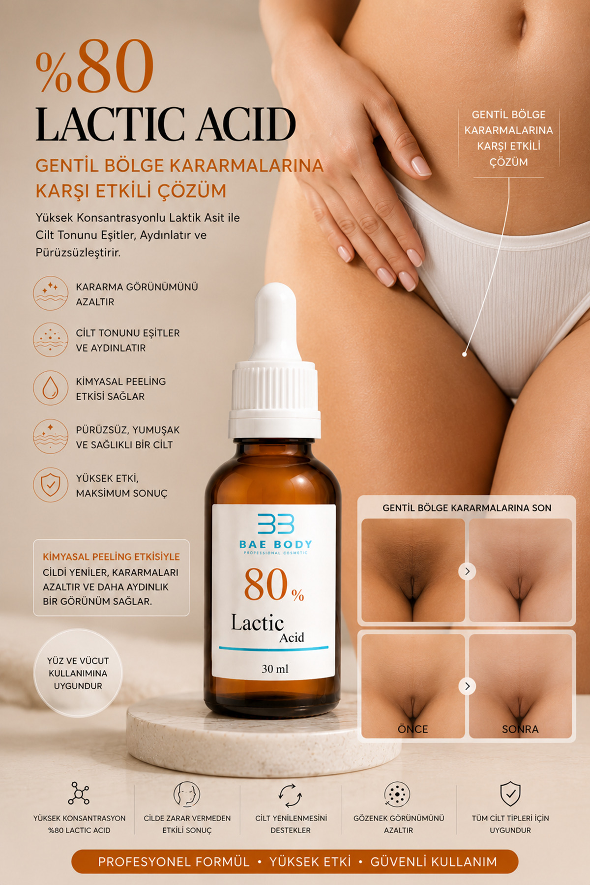 %80 Lactic Acid – Güçlü Cilt Soyucu, Ölü Deri Arındırıcı ve Leke Karşıtı Peeling Serumu — SC222F — تصویر 6 از 7
