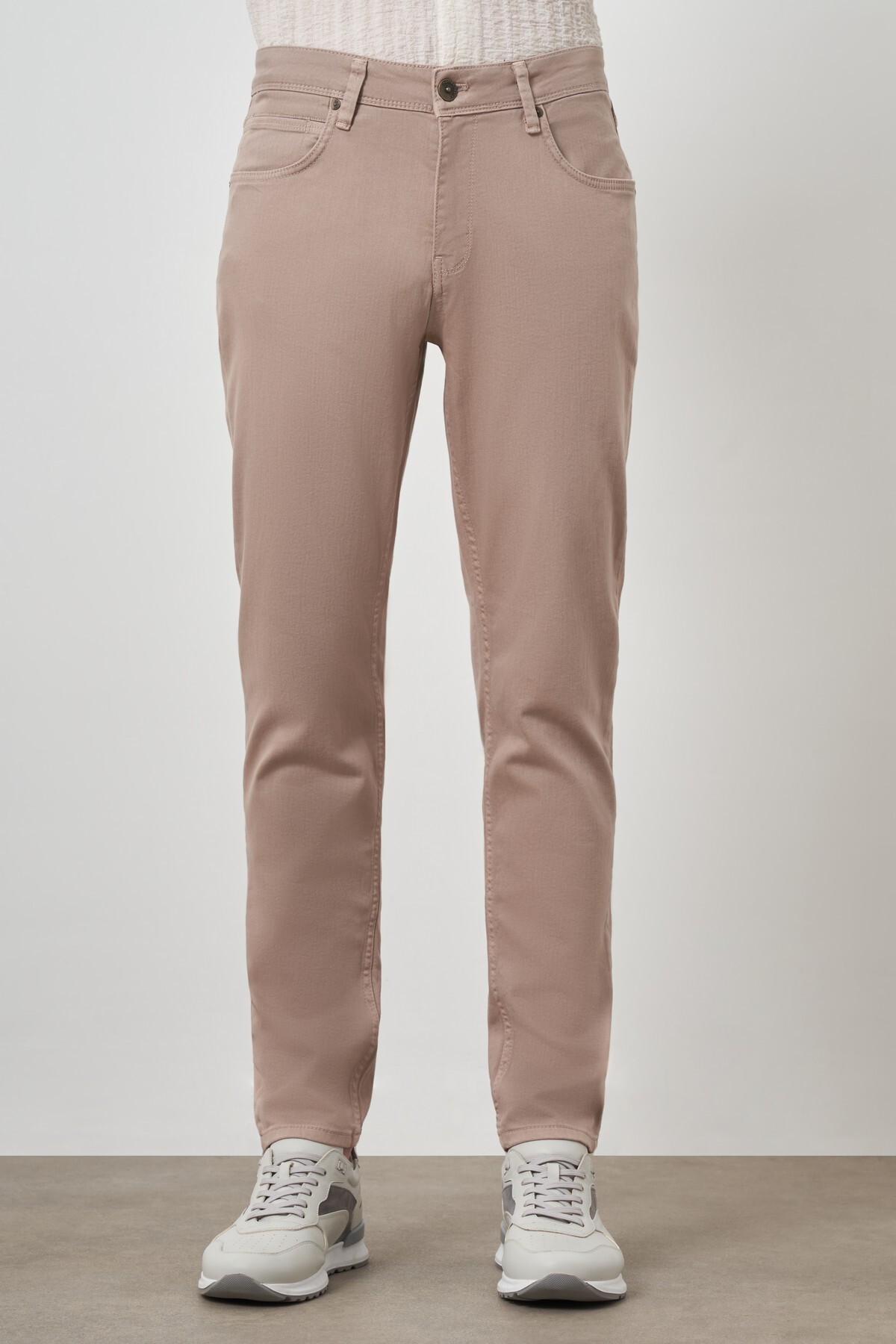 Men's Beige Cotton 5 Pocket Slim Fit Jean Jeans