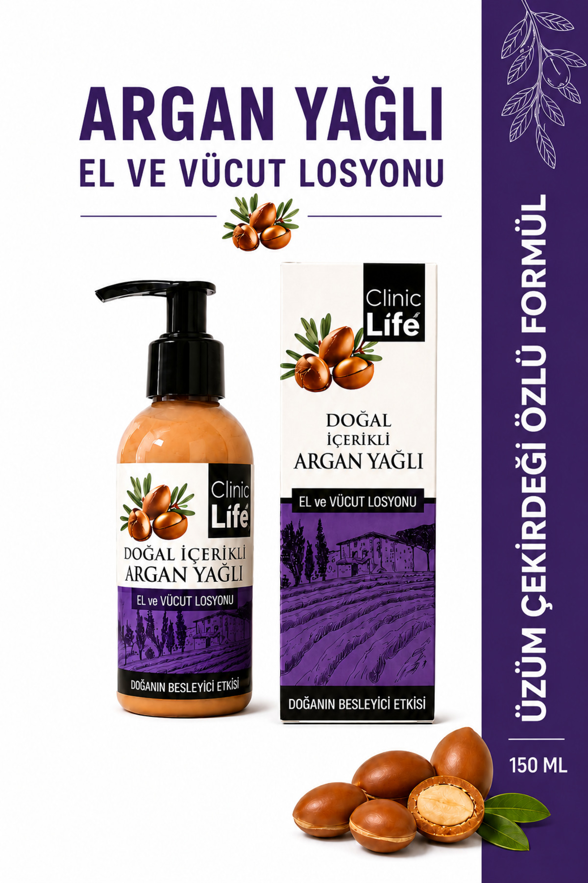 cliniclife Argan Yağı Özlü El ve Yüz Nemlendirici Krem 150 ml — clarg001