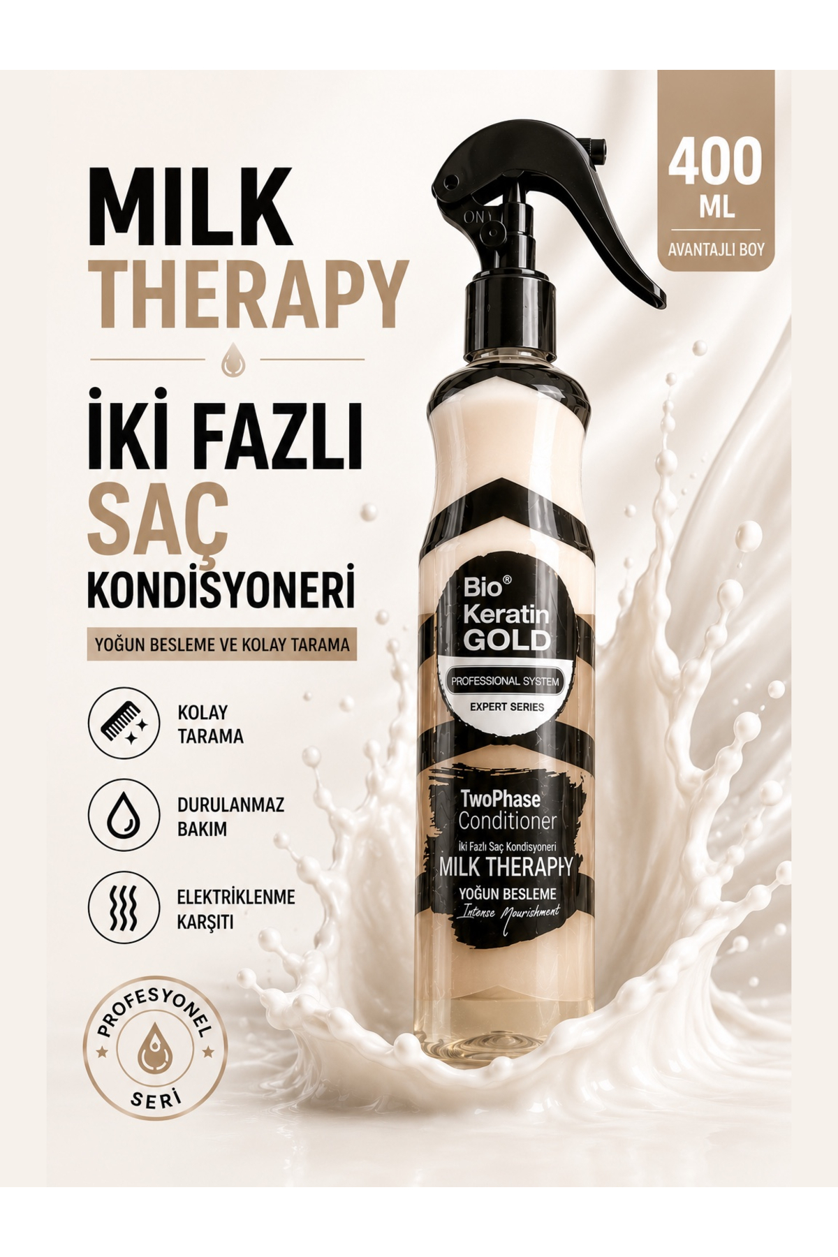 Bio Keratin Gold Milk Therapy Fön Sütü 400 Ml — A050