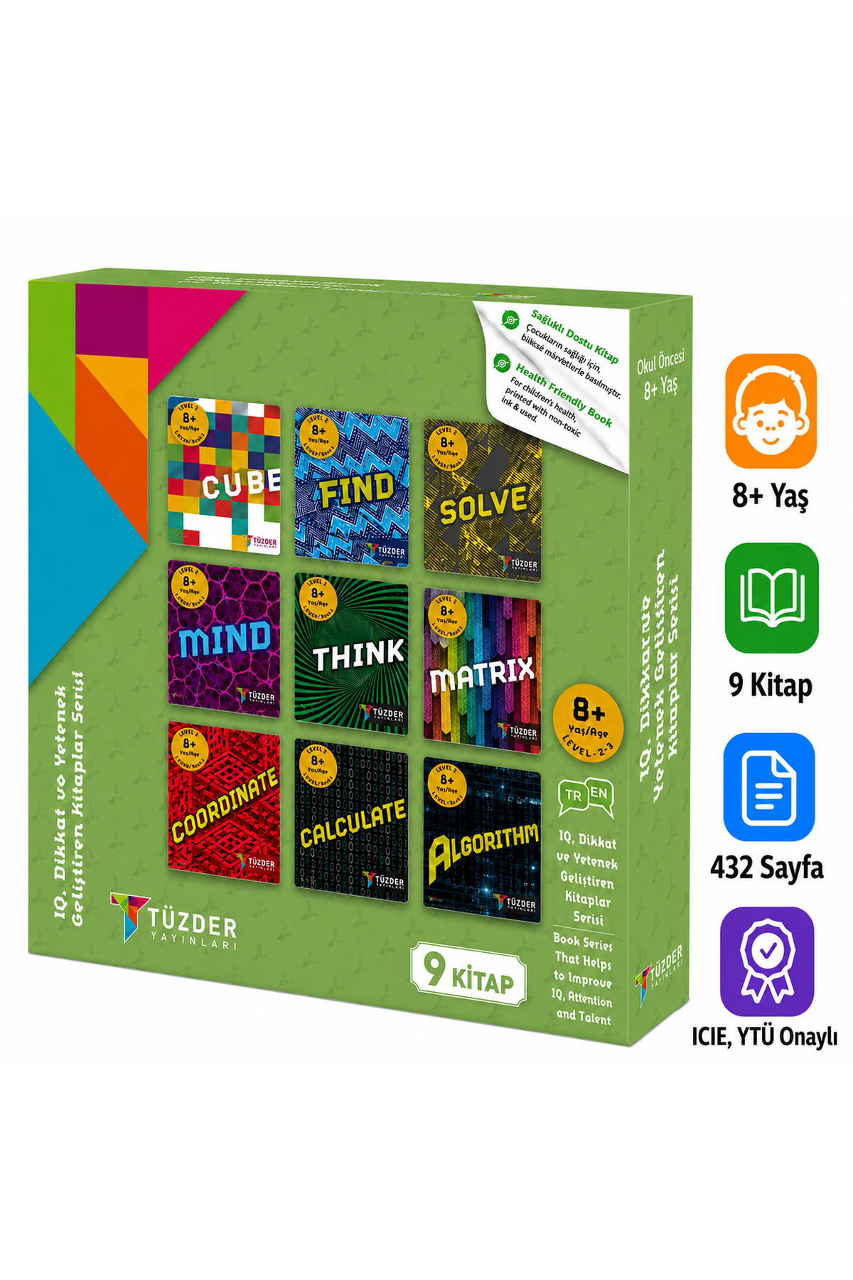 TÜZDER Yayınları 8+ Yaş 9'lu Set | IQ Dikkat ve Yetenek Geliştiren