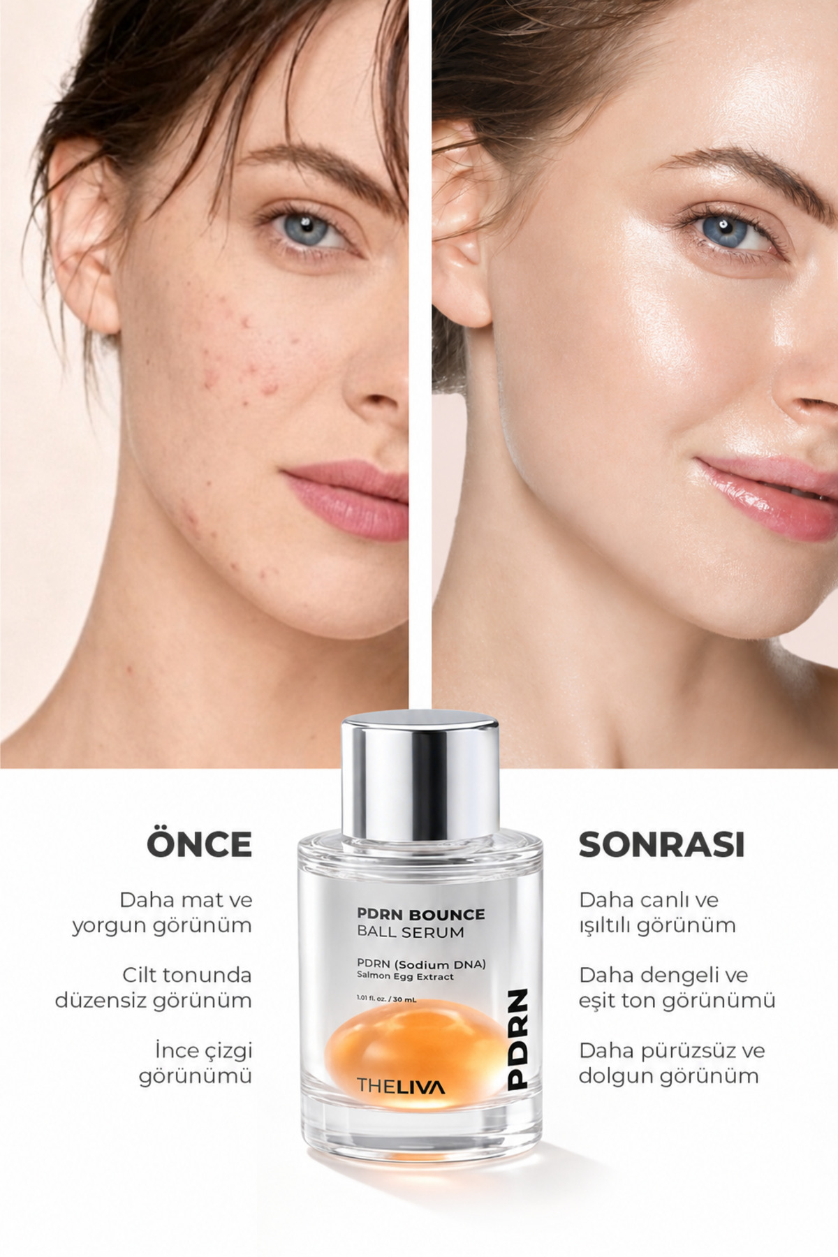 PDRN Dual Bounce Ball Serum, Çift Fazlı Essence Cilt Işıltısını Destekleyen Gençlik Serumu 30 ml — Cilt-C-serumu-somon-2 — تصویر 5 از 8