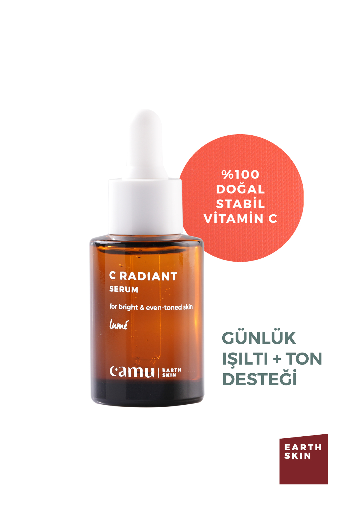 C Vitamini Aydınlatıcı Yüz Serumu 30 mL | %2 C Vitamini & %2 Doğal Niasinamidli Canlandırıcı Leke Karşıtı Parlatıcı & Ton Eşitleyici Işıltı Serumu | C Radiant Serum — camu004