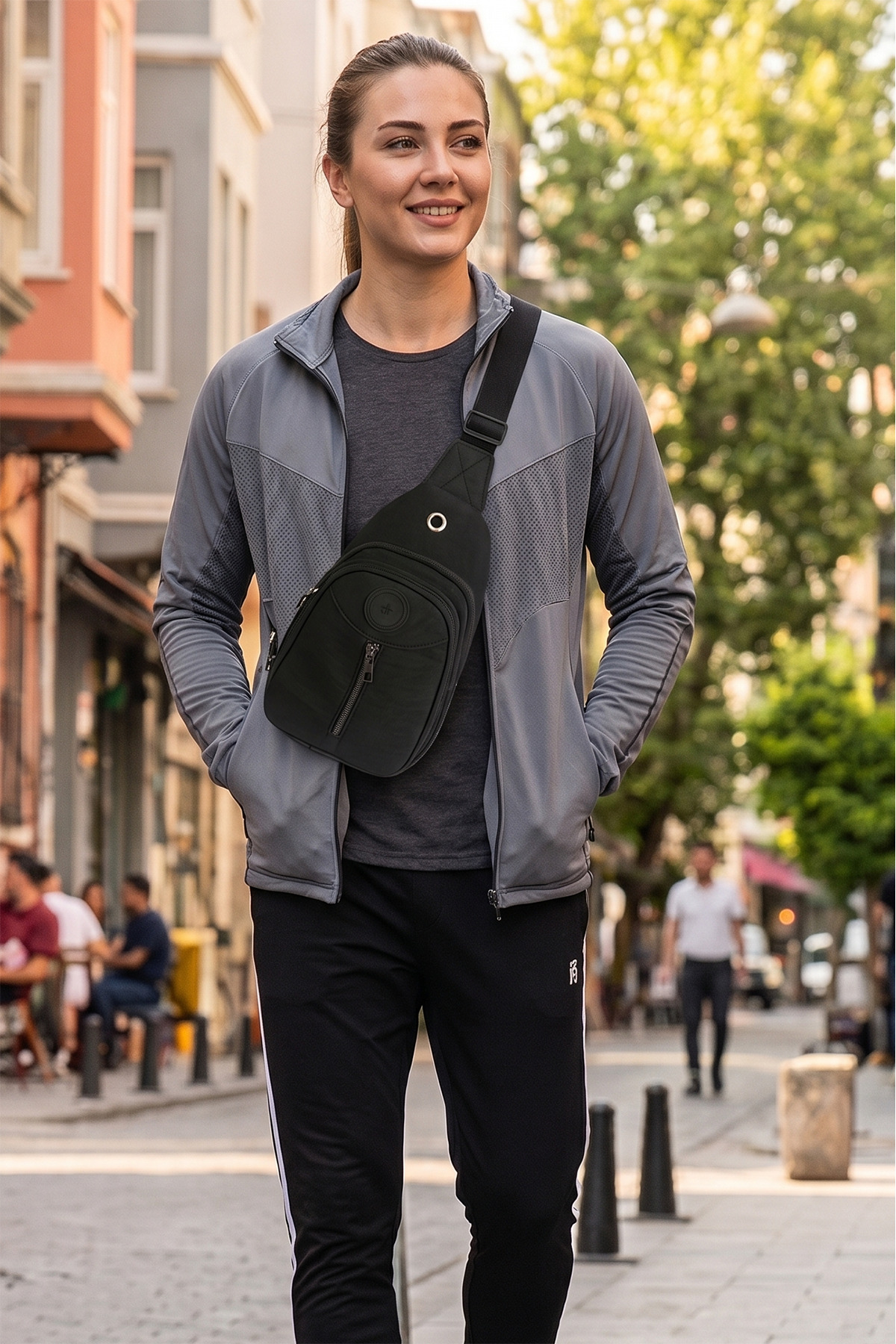 Luvenis Unisex Krinkıl Body Bag Çapraz Askılı Omuz Ve Bel Çantası görsel 2