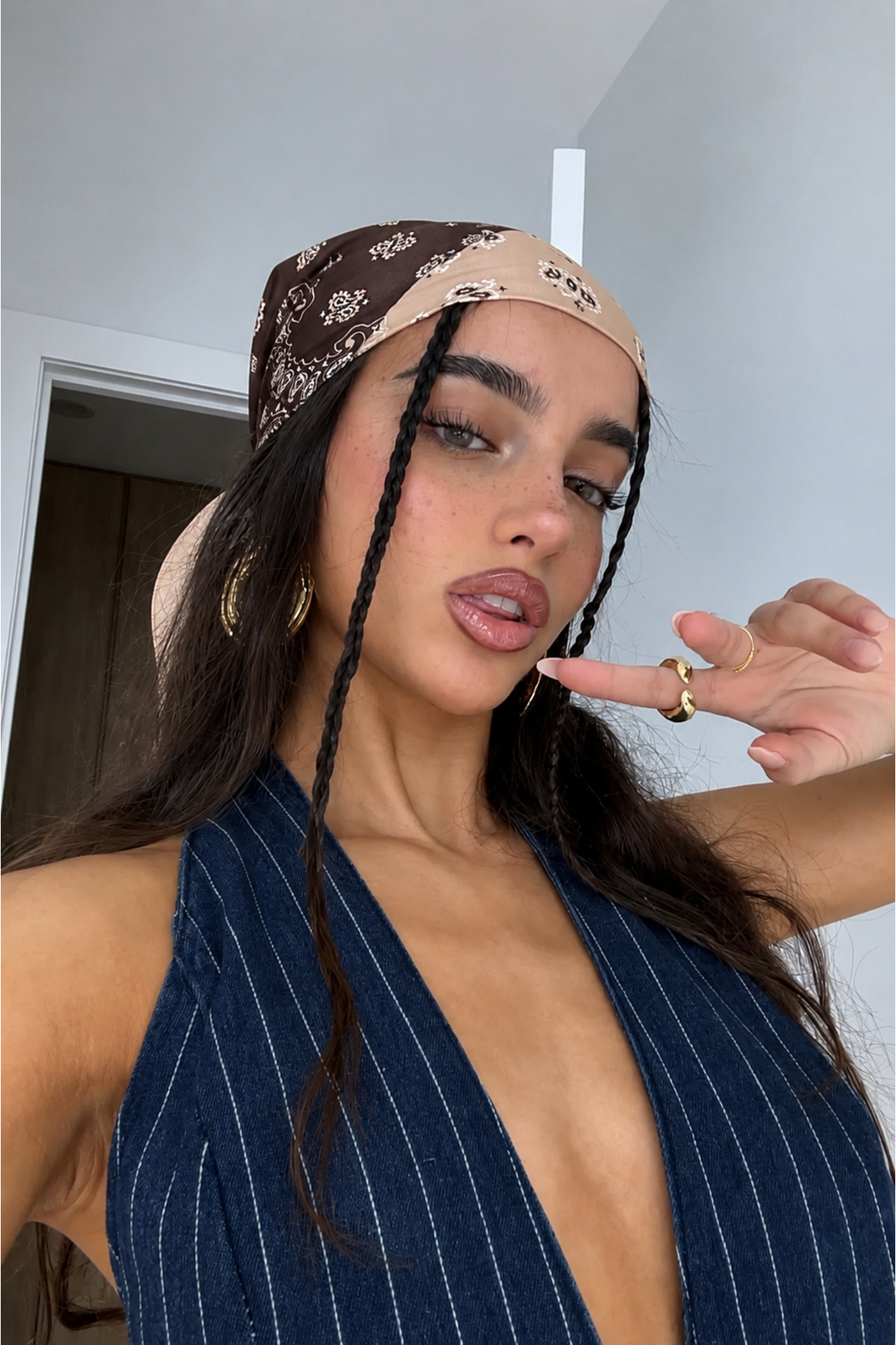 Women's Patterned Bandana Scarf 50x50cm