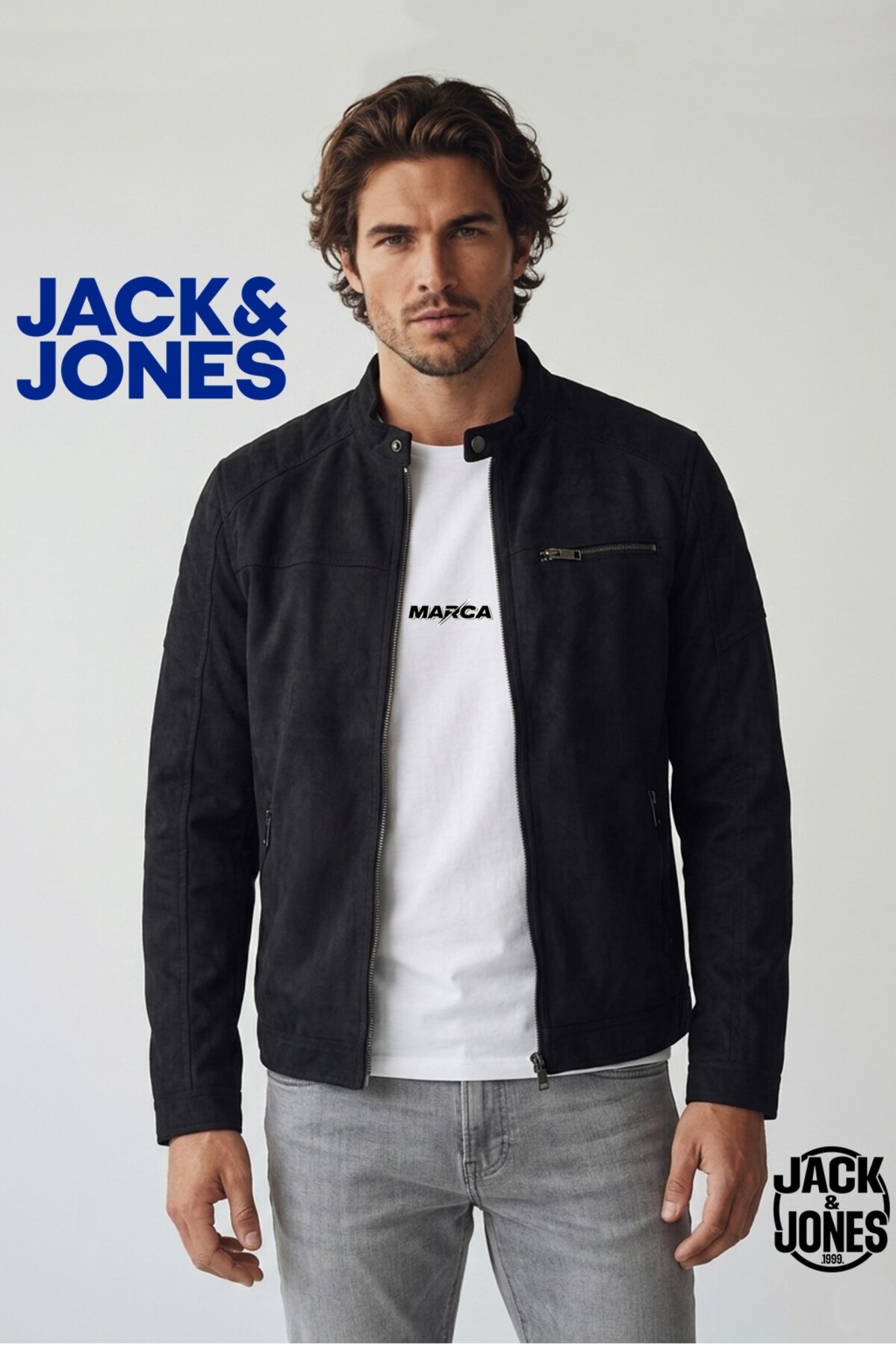 ژاکت JJEROCKY مدل NOOS مشکی براق جک اند جونز کاپشن Jack & Jones
