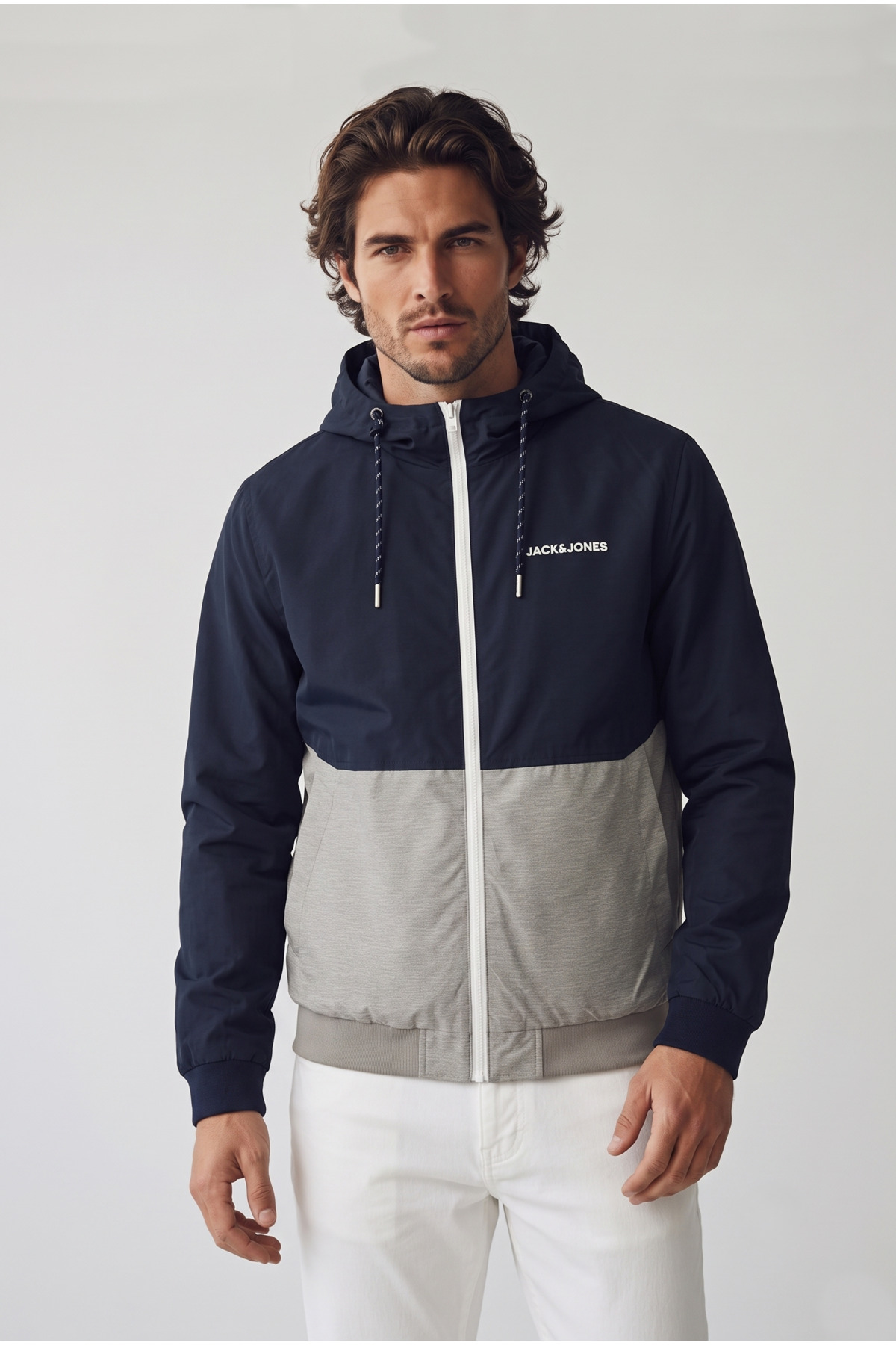 کاپشن مردانه سرمه‌ای مدل 12200208 Jjerush Hood Bomber جک اند جونز کاپشن Jack & Jones