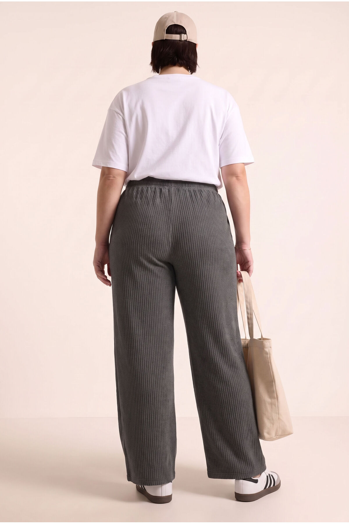 Stil Diva Büyük Beden Beli Lastikli Bol Paça Cepli Pantolon 304012 görsel 5