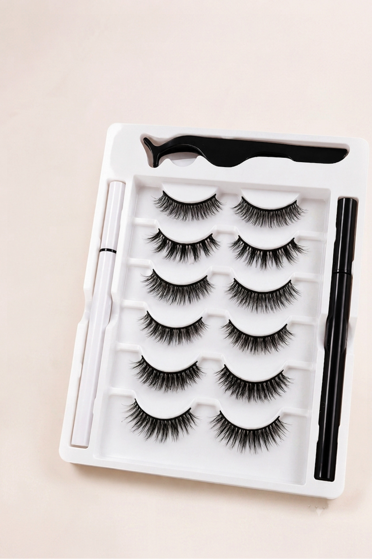 Suya Dayanıklı Şeffaf ve Siyah Eyeliner Yapıştırıcı Biribrinden Farkılı 6Çift Takma Kirpik — 6 çift 12 adet- kirpik-gk — تصویر 3 از 4