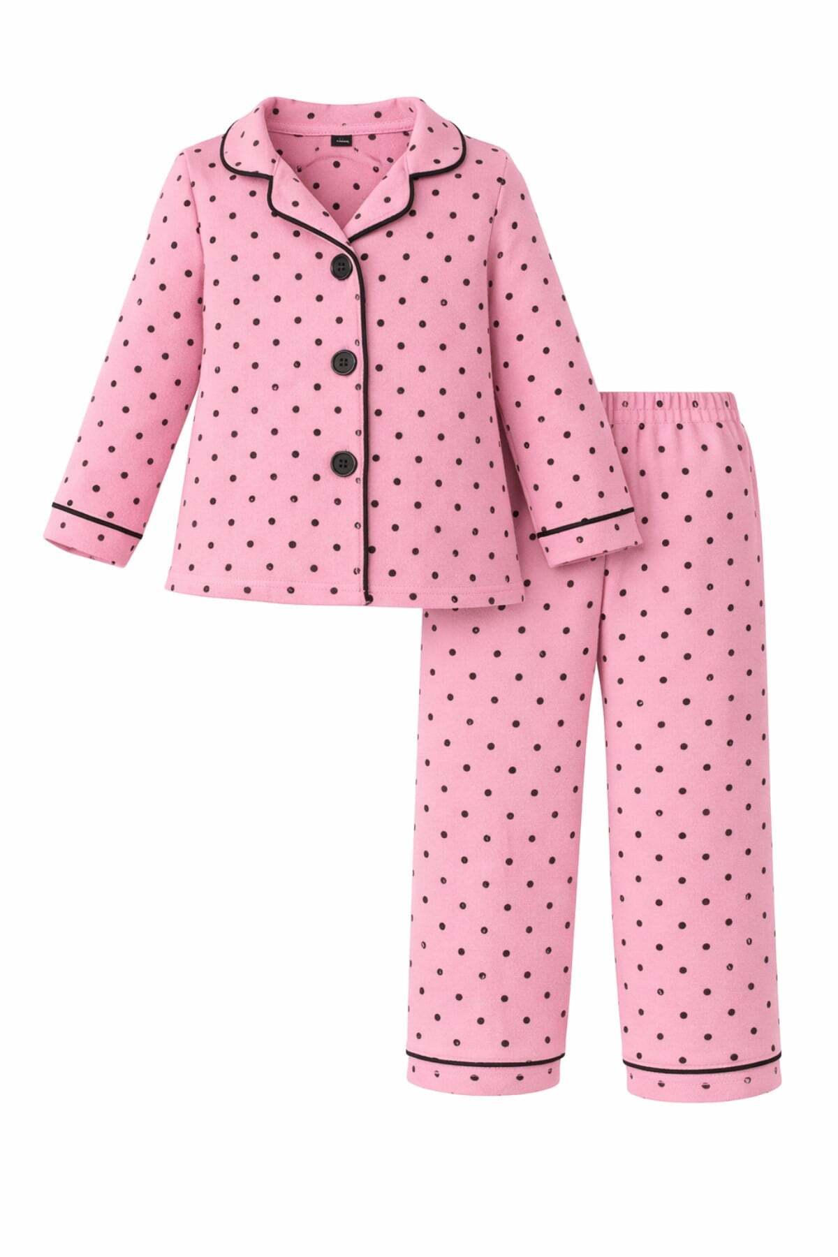 Bubito Polka Dot Patterned Baby Girl Children's Top and Bottom 2-Piece Pajama Set-Pink