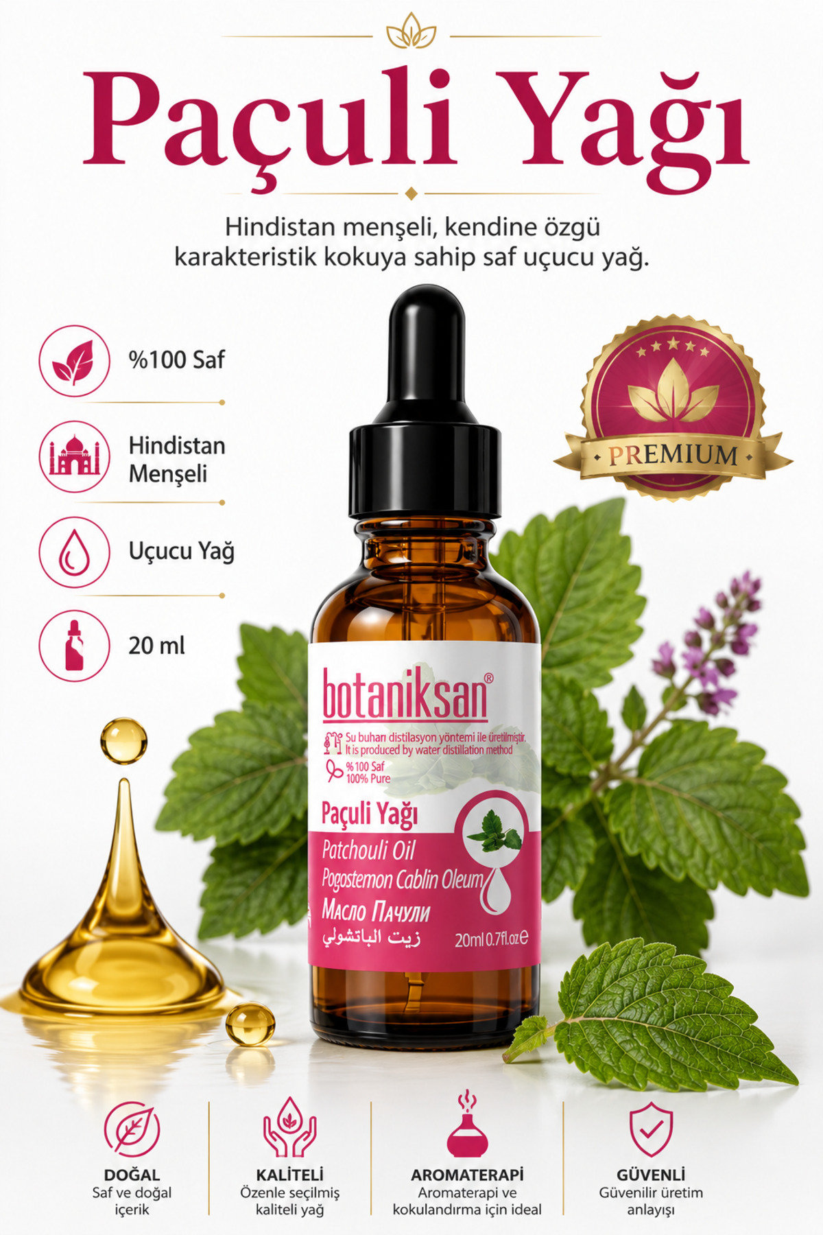 botaniksan Paçuli Yağı 20 ml Distilasyon Saf Doğal Katkısız — PAÇULİ YAĞI 20ML