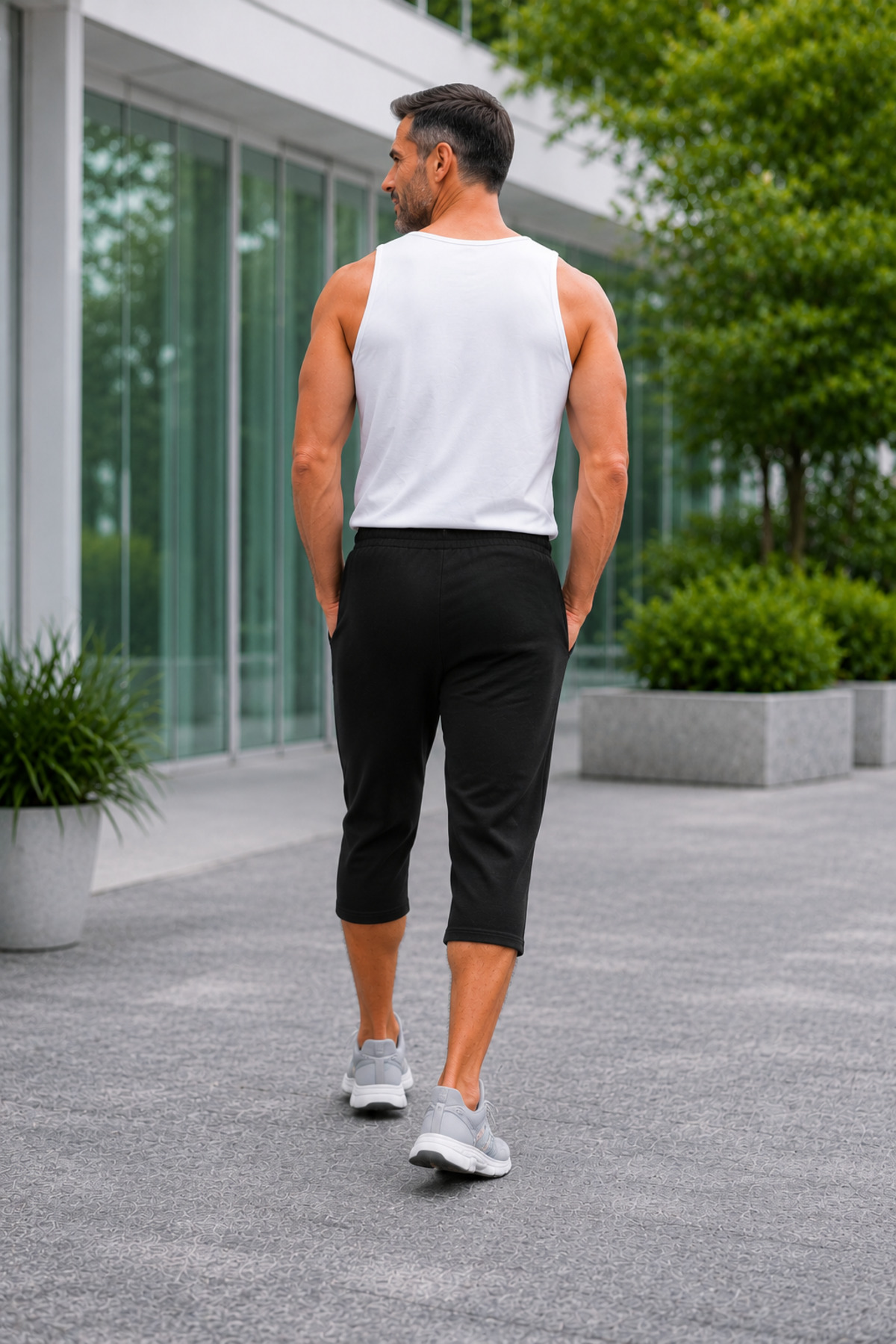 Relax family xf Erkek Siyah Gri 2'li Uzun Penye Şort & Bermuda Kapri Yazlık Pamuklu Slim Fit görsel 7