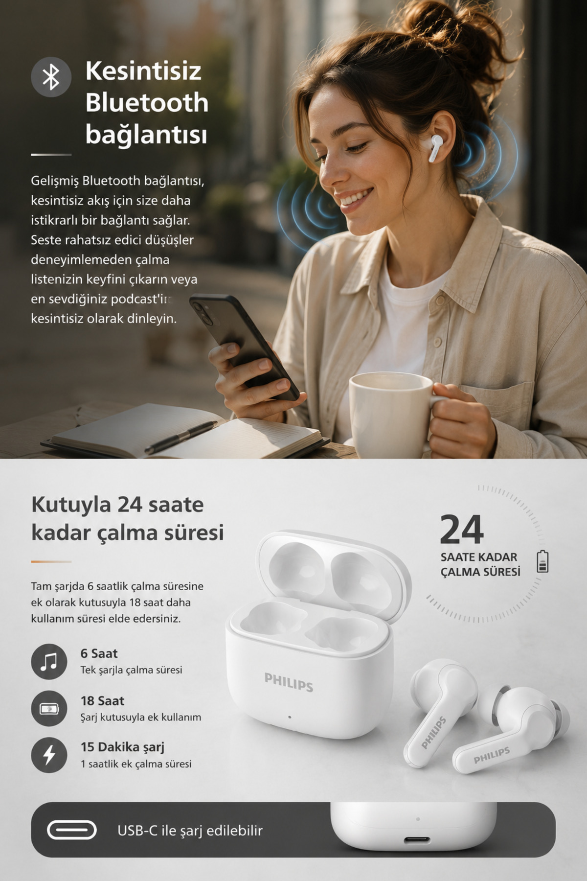 هدفون بلوتوثی میکروفون‌دار TAT1149WT/00 سفید