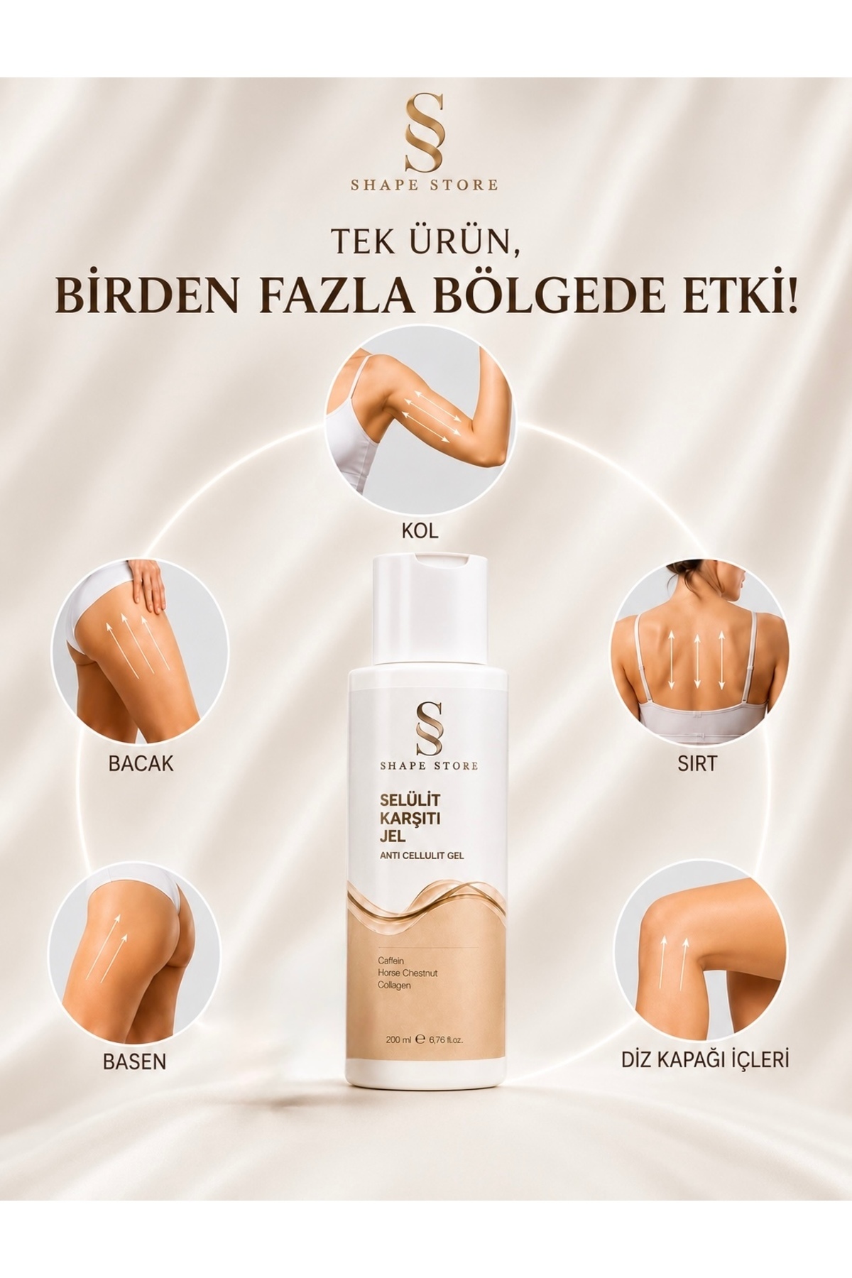 Sıkılaştırıcı , Anti Selülit ve Çatlak giderici bölgesel Vucut Jel 200ml (göbek bölgesi, kol, bacak, baldır, sırt bolgeleri icin) — TYC23F198A86BCF444C8A2910 — تصویر 3 از 5