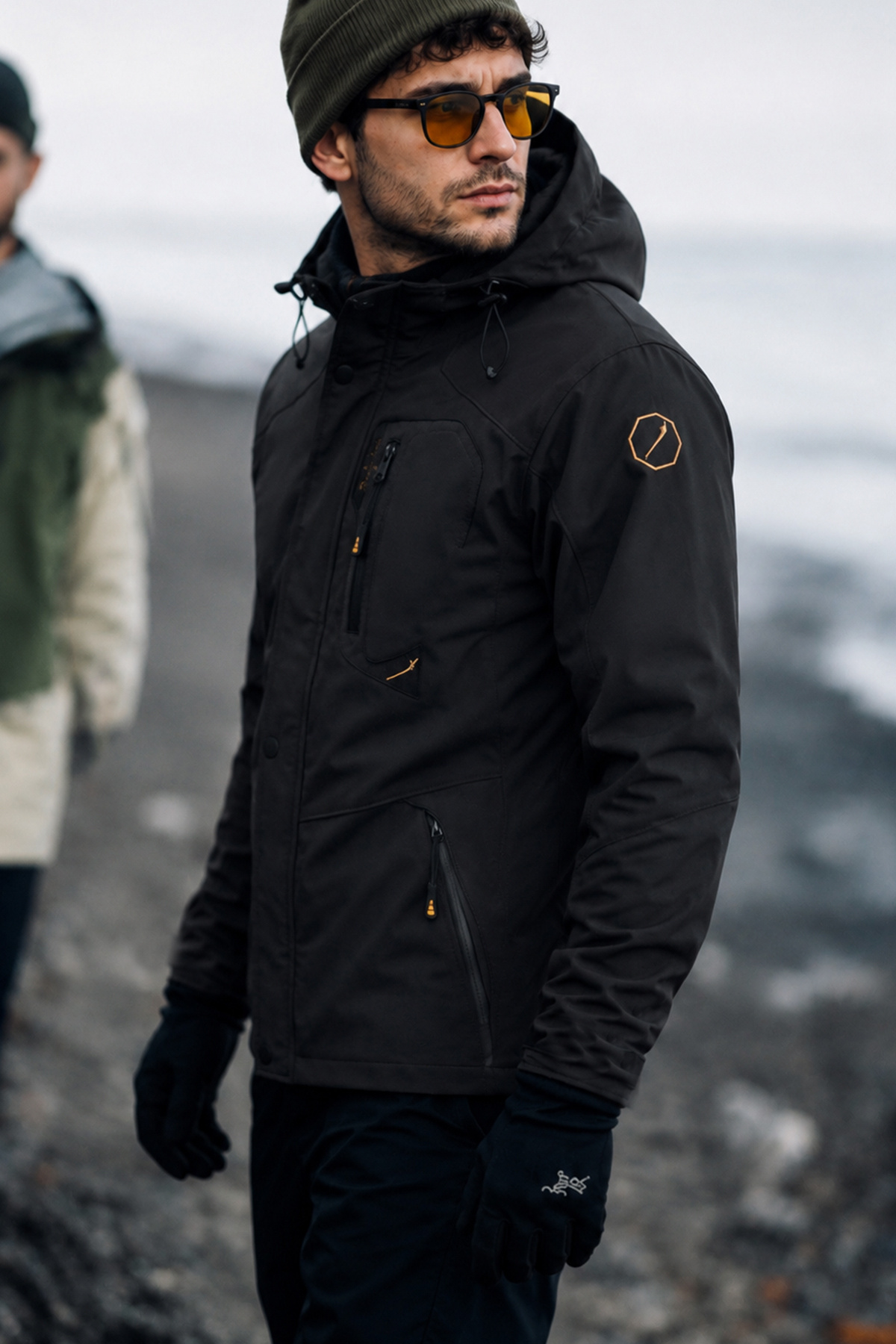 Su Ve Rüzgar Geçirmez Kürklü Softshell Erkek Mont — مشکی DLPN5011 — تصویر 3 از 9