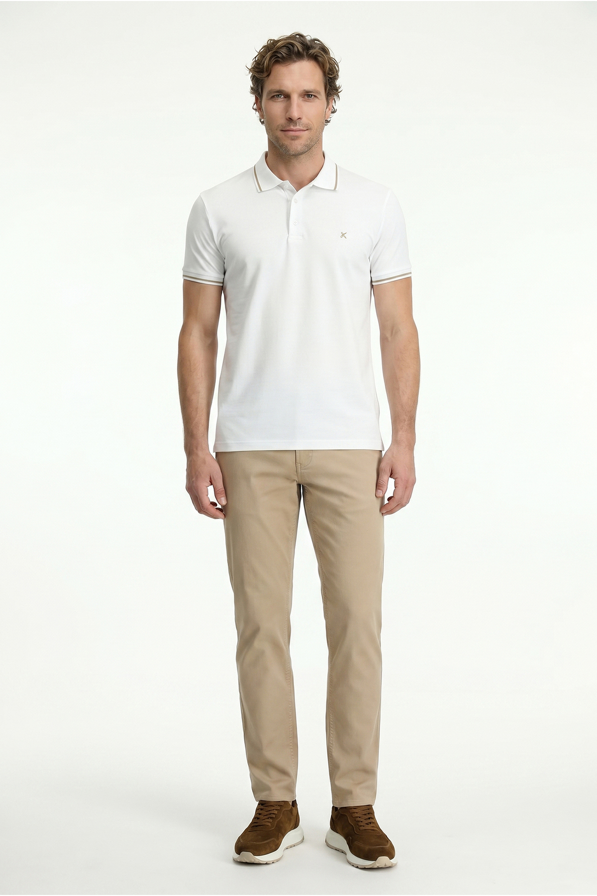 Kiğılı Polo Yaka Slim Fit Yumuşak Dokulu Nakışlı Pamuklu Likralı Esnek Tişört görsel 5