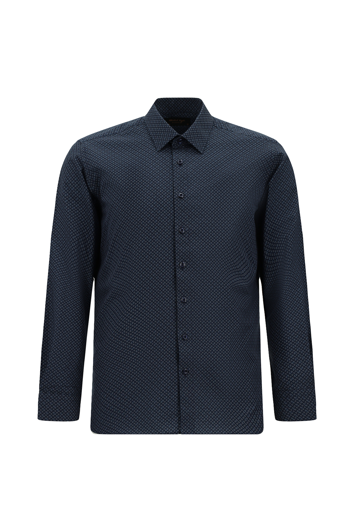 Abdullah Kiğılı Uzun Kol Slim Fit Dar Kesim Baskılı Pamuk Gömlek — سرمه‌ای AK264SC0BS001