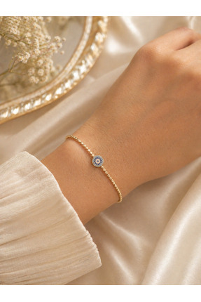 Noi jewelry Zirkon Taşlı Nazar Boncuklu Altın Renk Minimal Bileklik – Ayarlan...