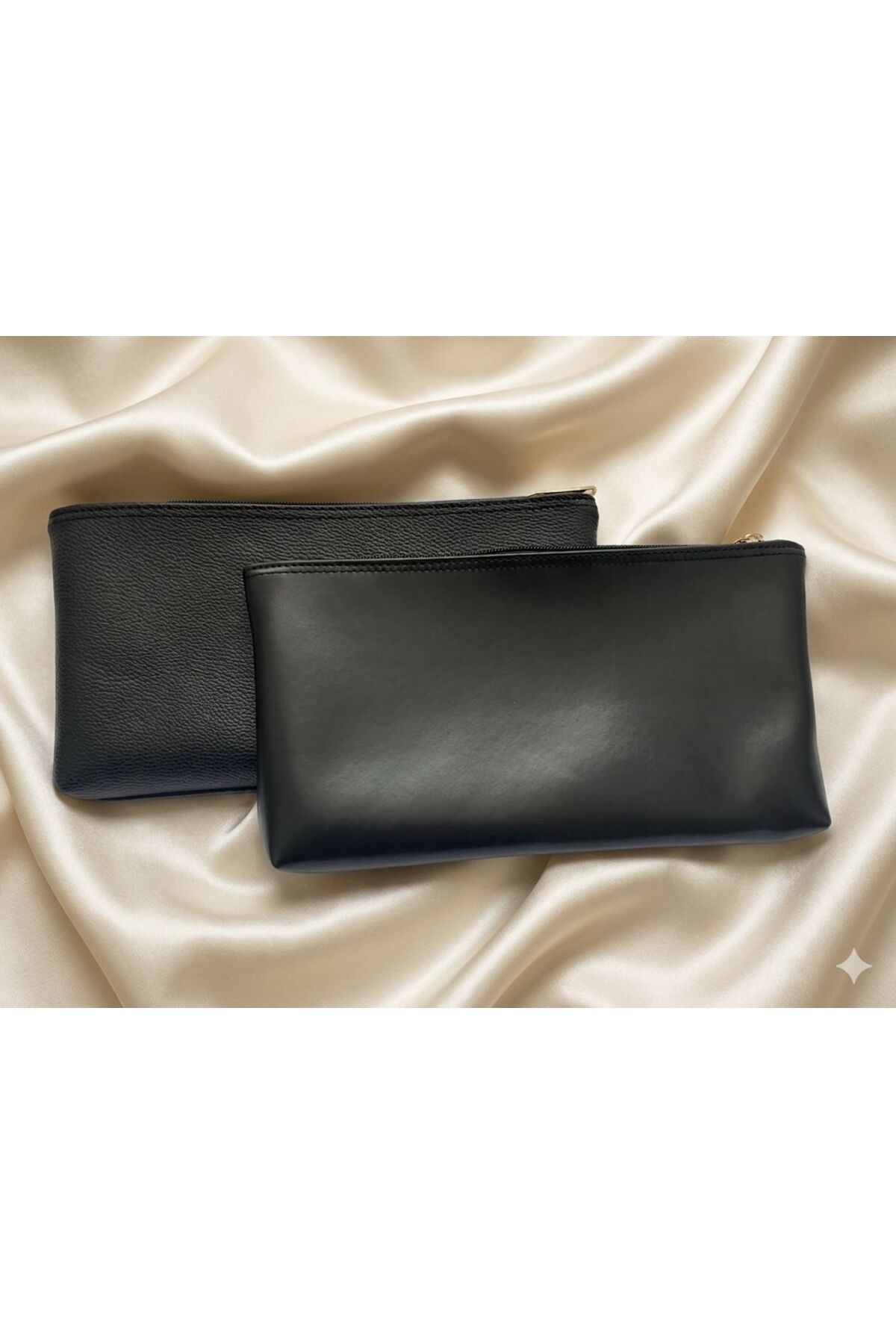 VELORİA BAG & SCARF Veloria Siyah 2 'li Kadın Portföy El & Makyaj Çantası - Şık Gece Çantası - Clutch