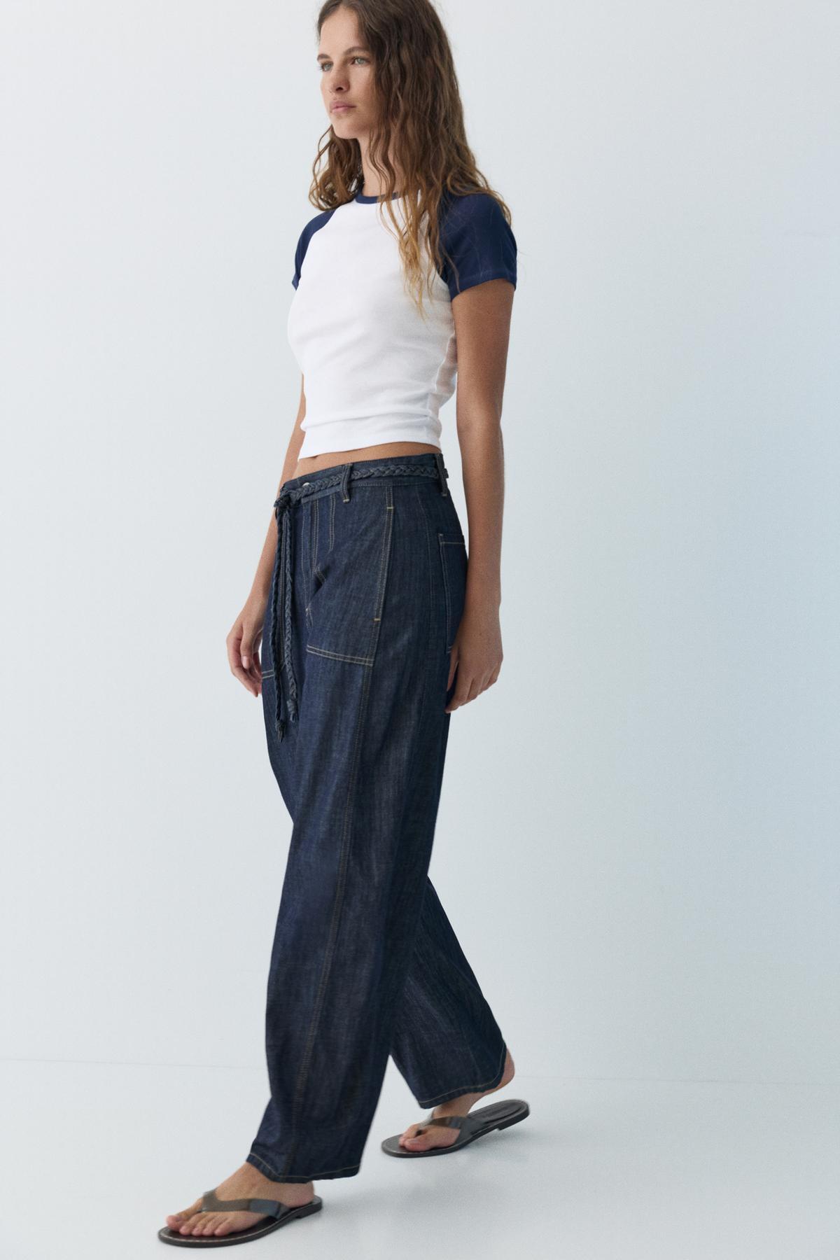 Balloon lace-up jean