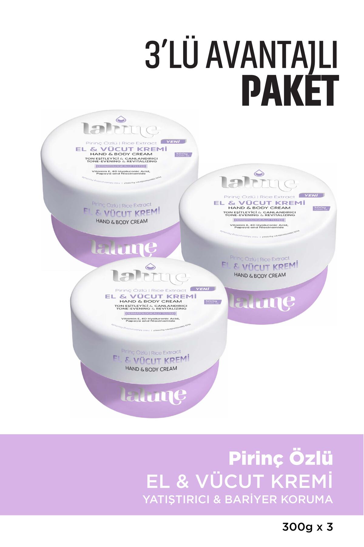 Lalune Ton Eşitleyici ve Canlandırıcı El & Vücut Kremi 3x300gr