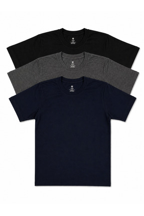 Piano Luce Premium 3’lü Erkek T-Shirt %50 Pamuk %50 Polyester Basic Fit Yumuş...