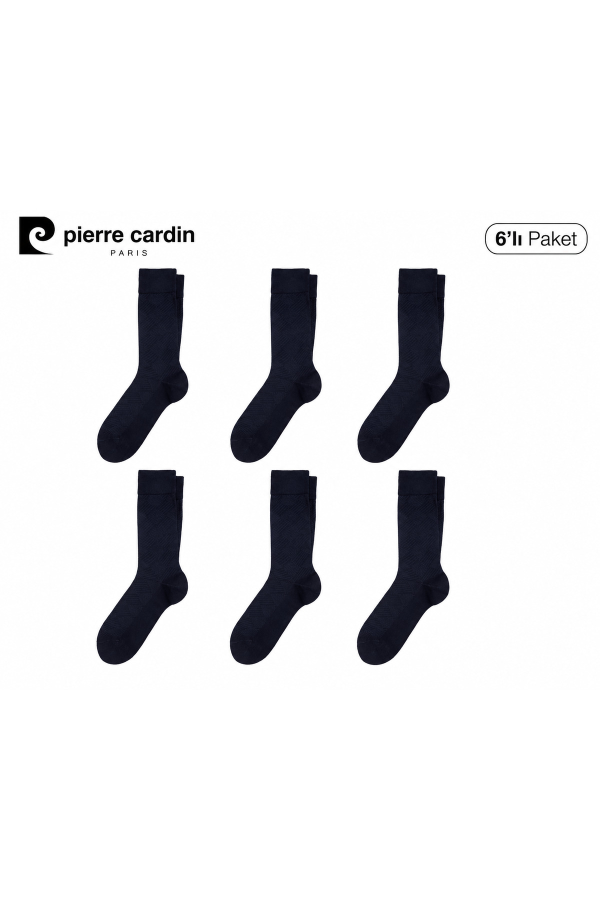 جوراب مردانه طرح‌دار تا مچ پا به رنگ سرمه‌ای ترکیبی بامبو (6 جفت) پیر کاردین جوراب Pierre Cardin