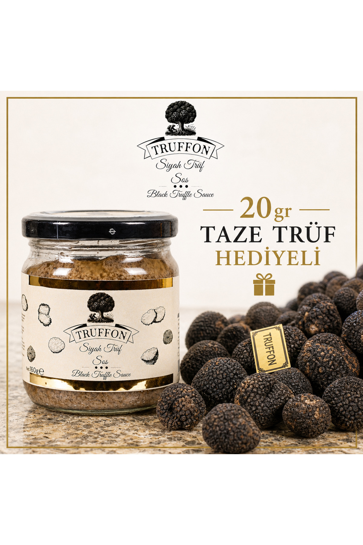TRUFFON Siyah Trüf Sosu 160 g 🎁 20 g Taze Trüf Kampanyalı
