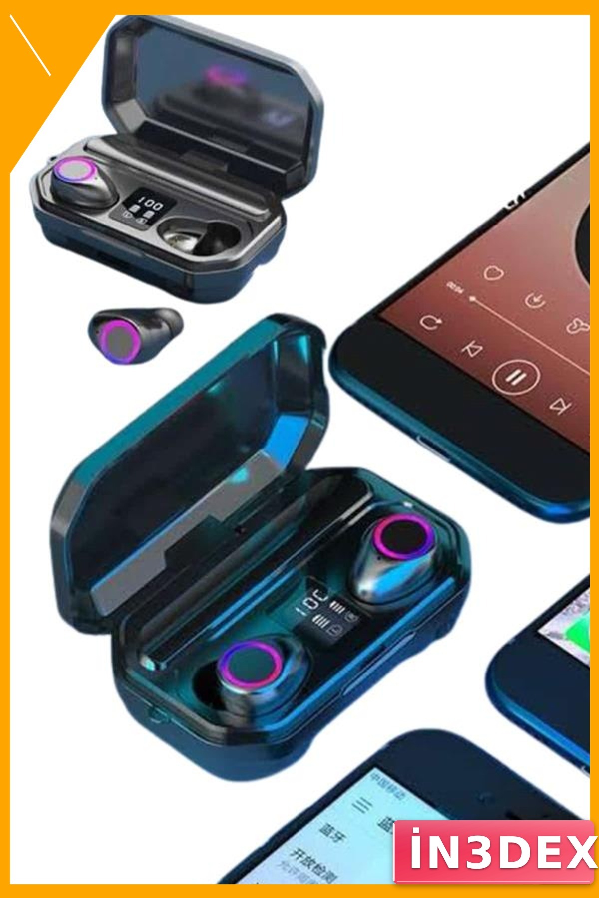 Bluetooth Kulaklık Uzun Pil Ömrü El Fenerli Dijital Şarj Göstergeli