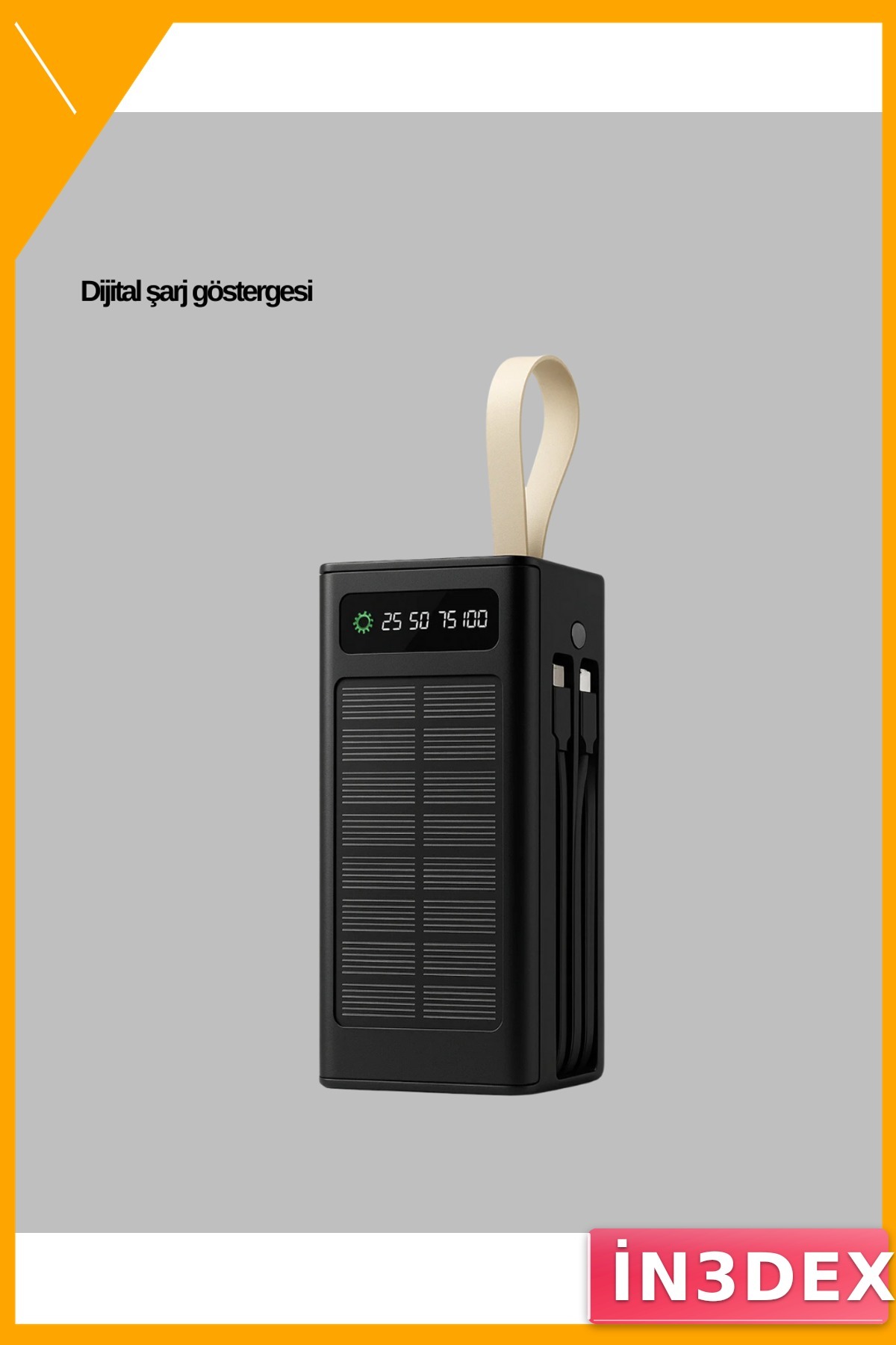 Taşınabilir Güneş Panelli Powerbank 375g Çoklu Şarj LED Işıklı