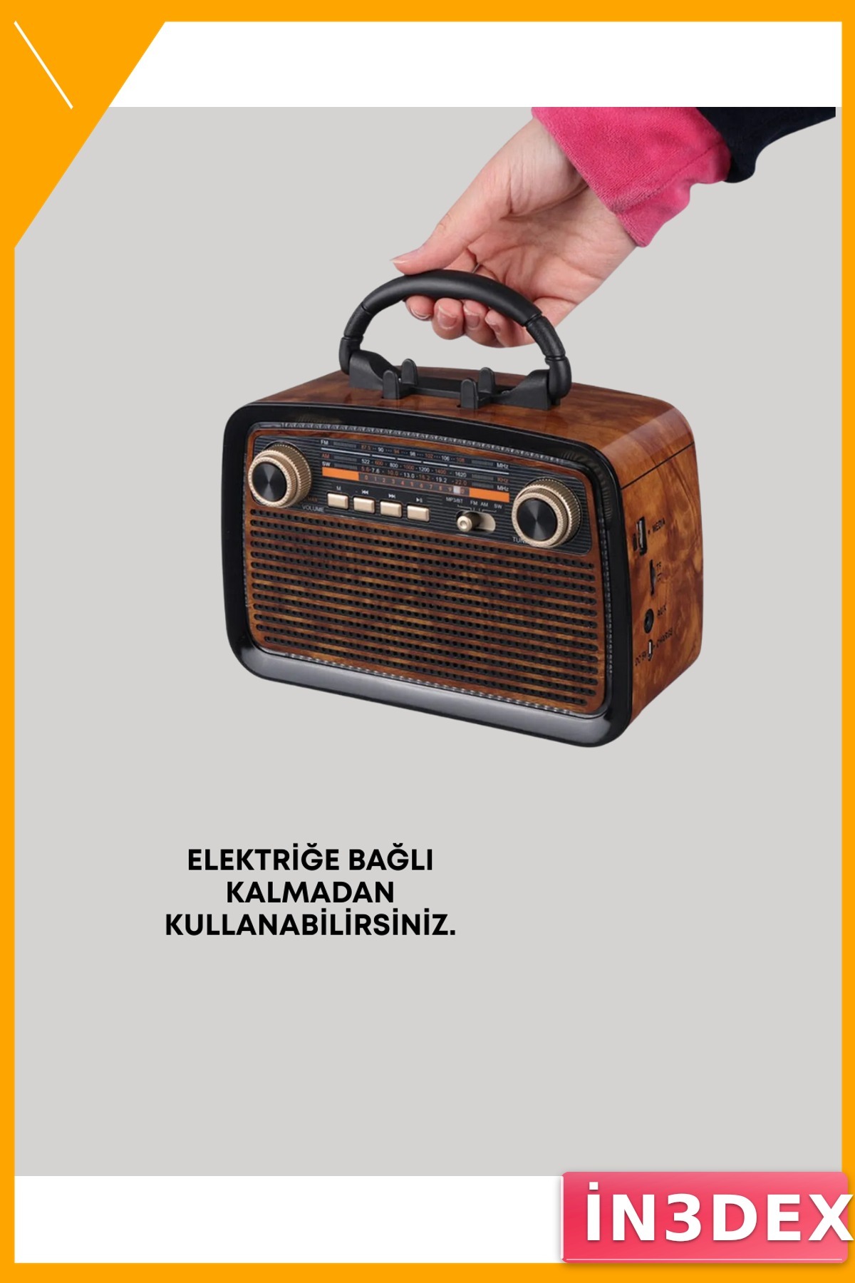 Bluetooth Hoparlör FM AM Radyo Şarj Edilebilir Nostaljik Tasarım